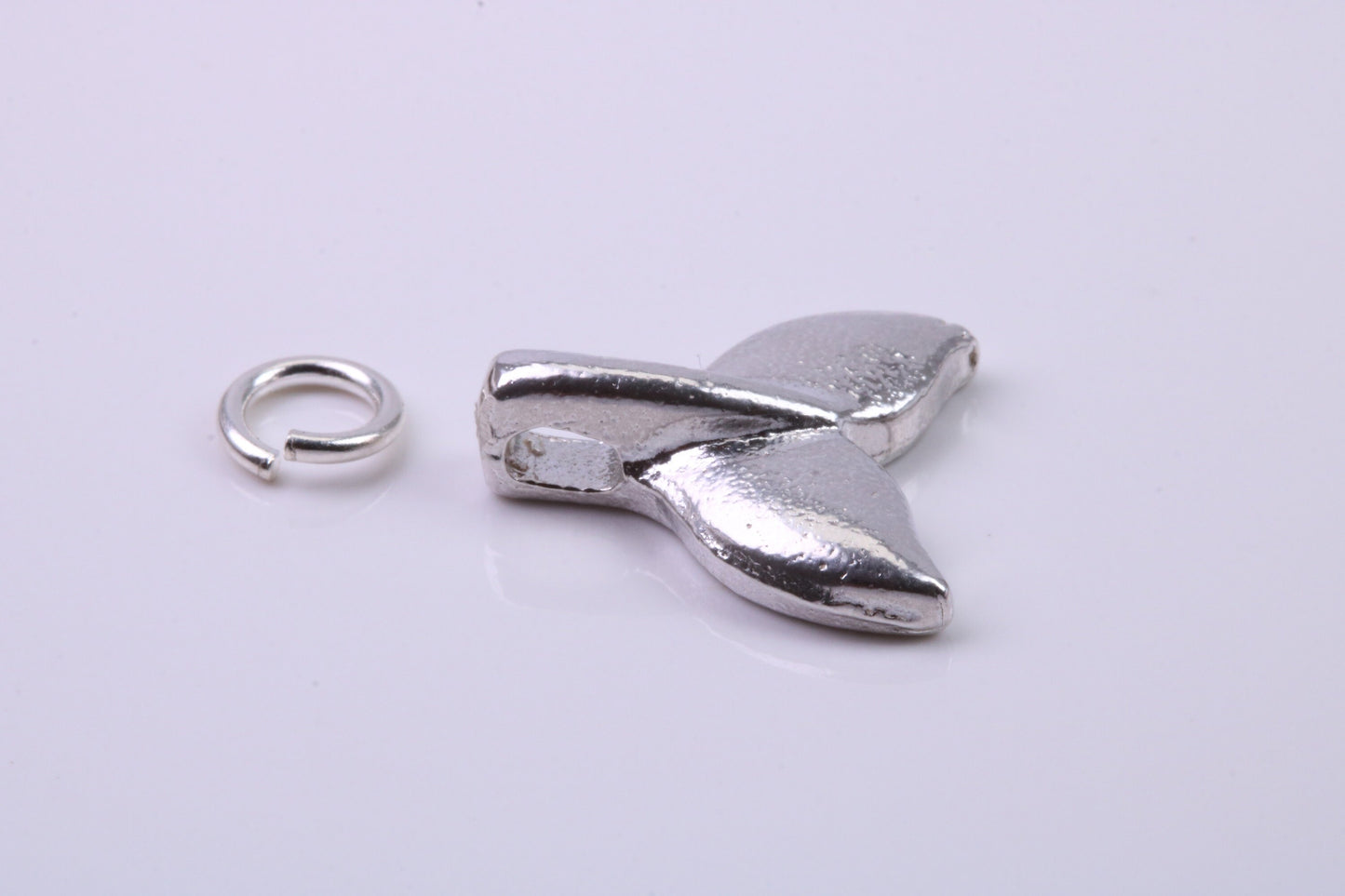 Whale Tale Charm, Traditional Charm, Made from Solid 925 Grade Sterling Silver, Complete with Attachment Link