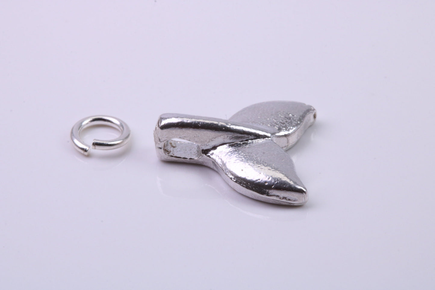 Whale Tail Charm, Traditional Charm, Made from Solid 925 Grade Sterling Silver, Complete with Attachment Link