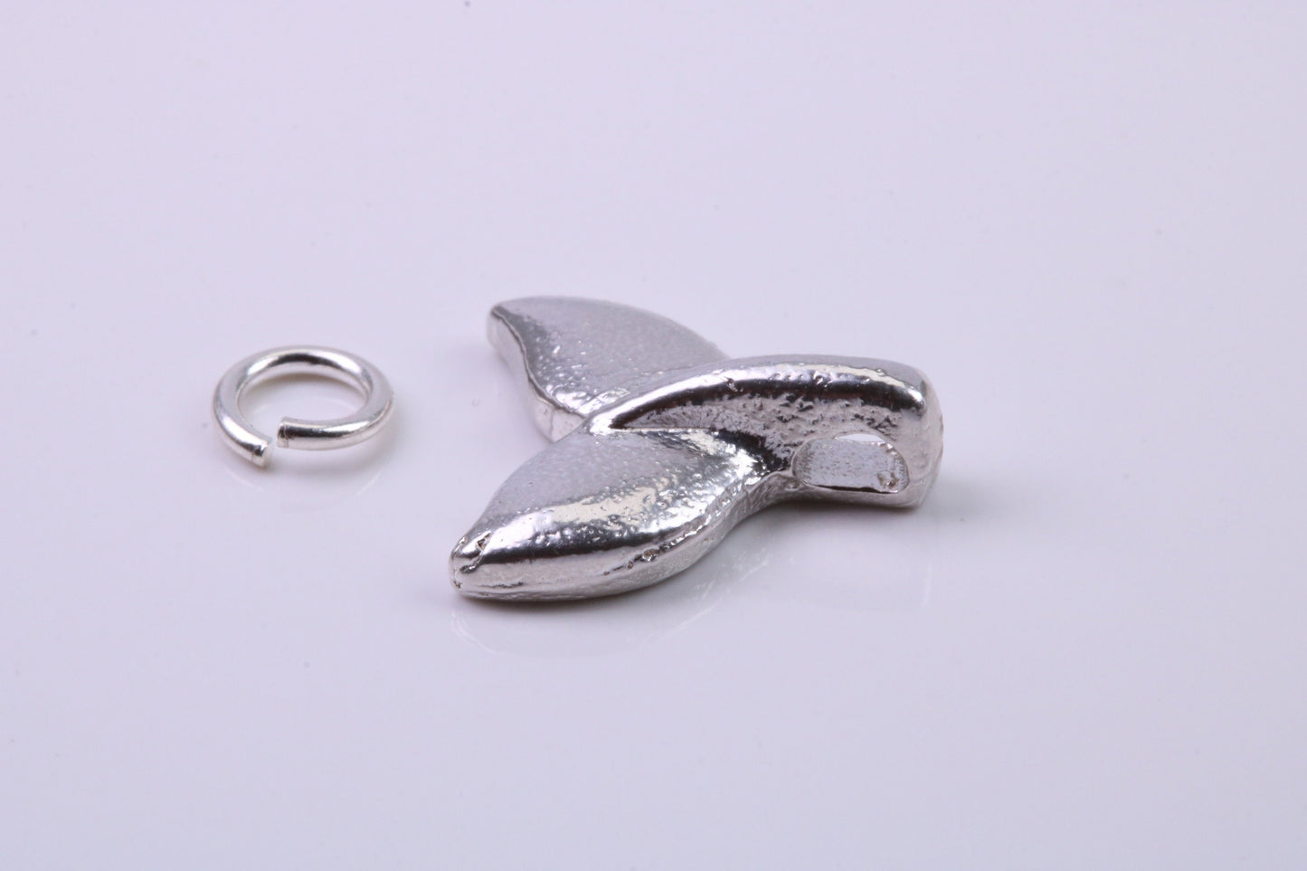 Whale Tale Charm, Traditional Charm, Made from Solid 925 Grade Sterling Silver, Complete with Attachment Link