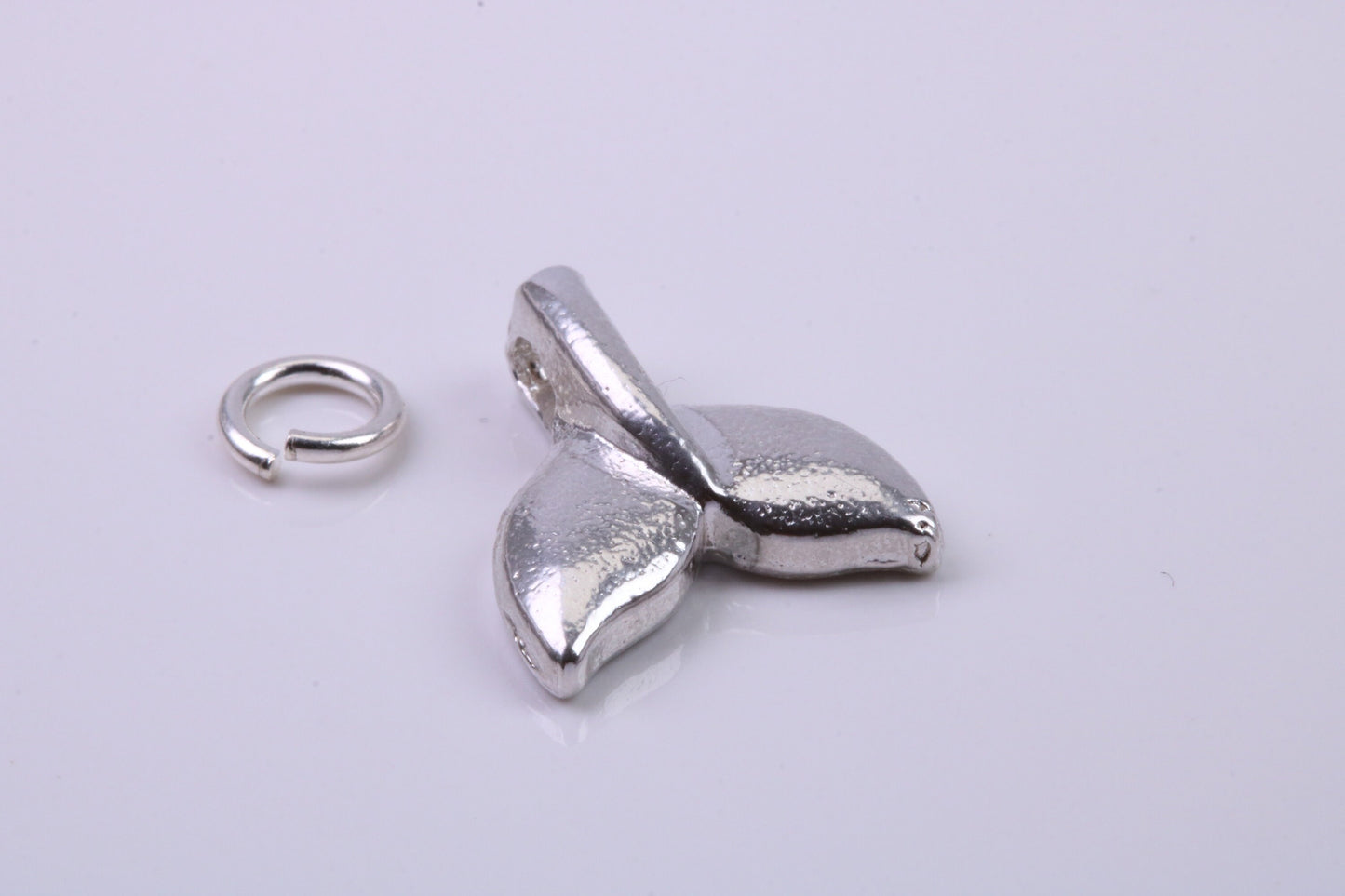 Whale Tail Charm, Traditional Charm, Made from Solid 925 Grade Sterling Silver, Complete with Attachment Link