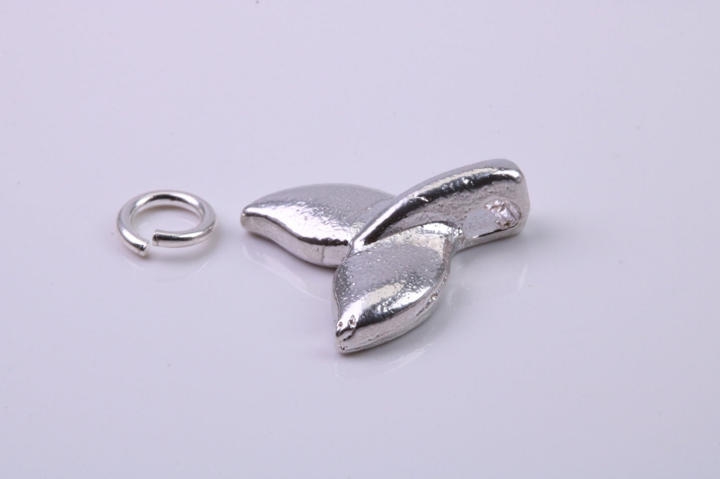 Whale Tale Charm, Traditional Charm, Made from Solid 925 Grade Sterling Silver, Complete with Attachment Link