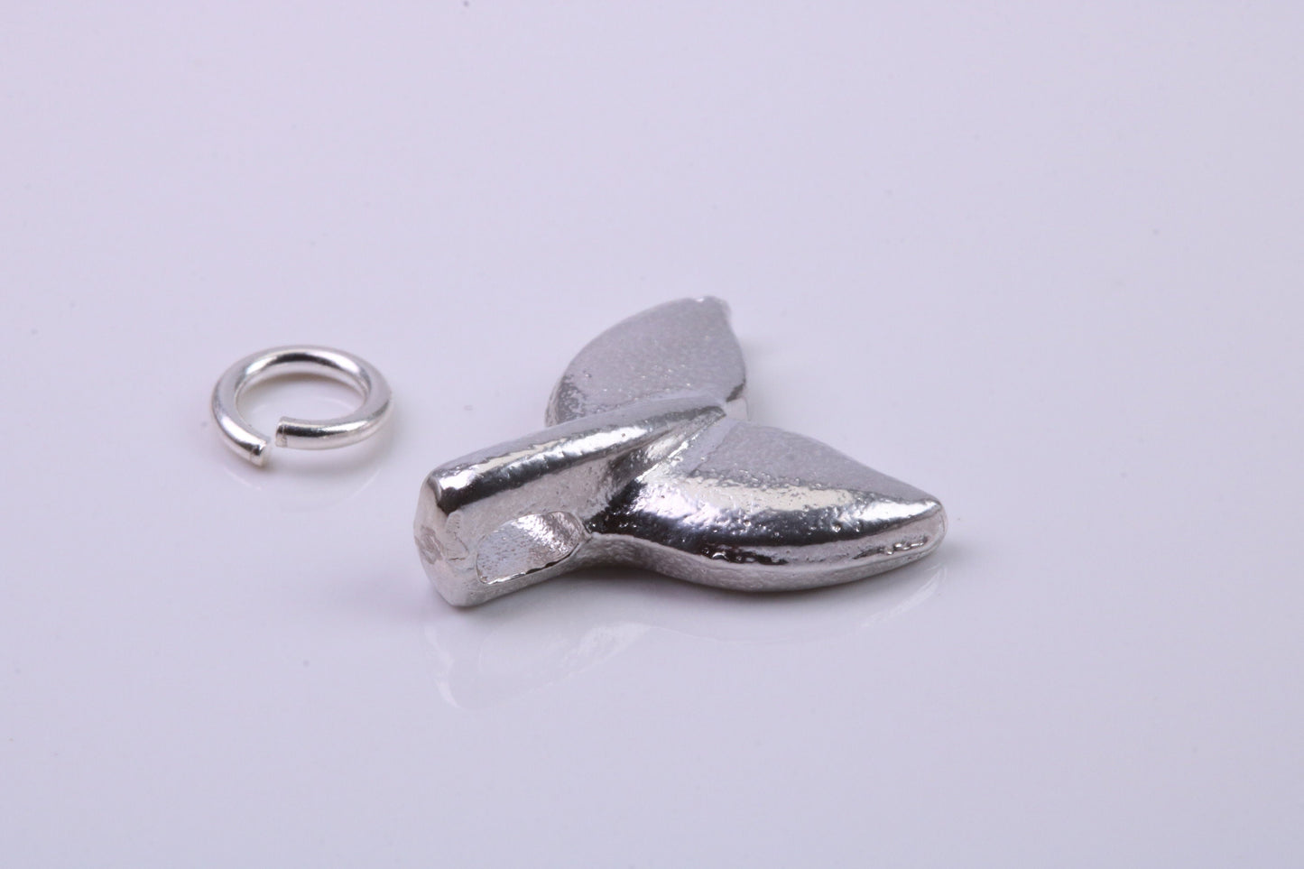 Whale Tale Charm, Traditional Charm, Made from Solid 925 Grade Sterling Silver, Complete with Attachment Link