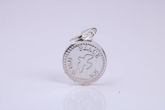 Peace, Joy and Wish Charm, Traditional Charm, Made from Solid 925 Grade Sterling Silver, Complete with Attachment Link
