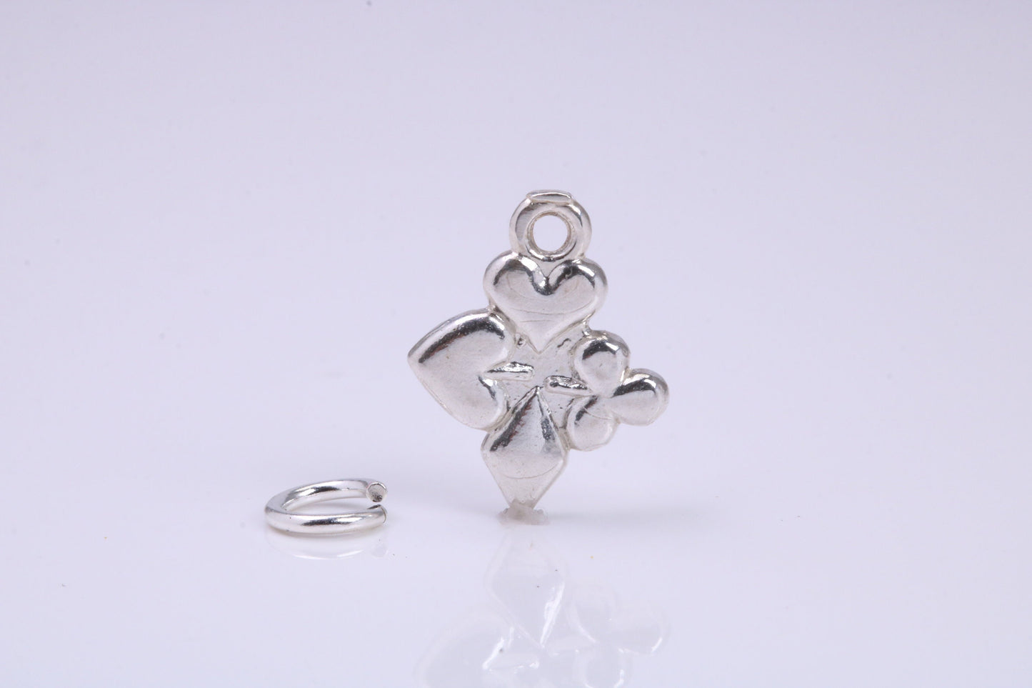 Playing Cards Symbols Charm, Traditional Charm, Made from Solid 925 Grade Sterling Silver, Complete with Attachment Link