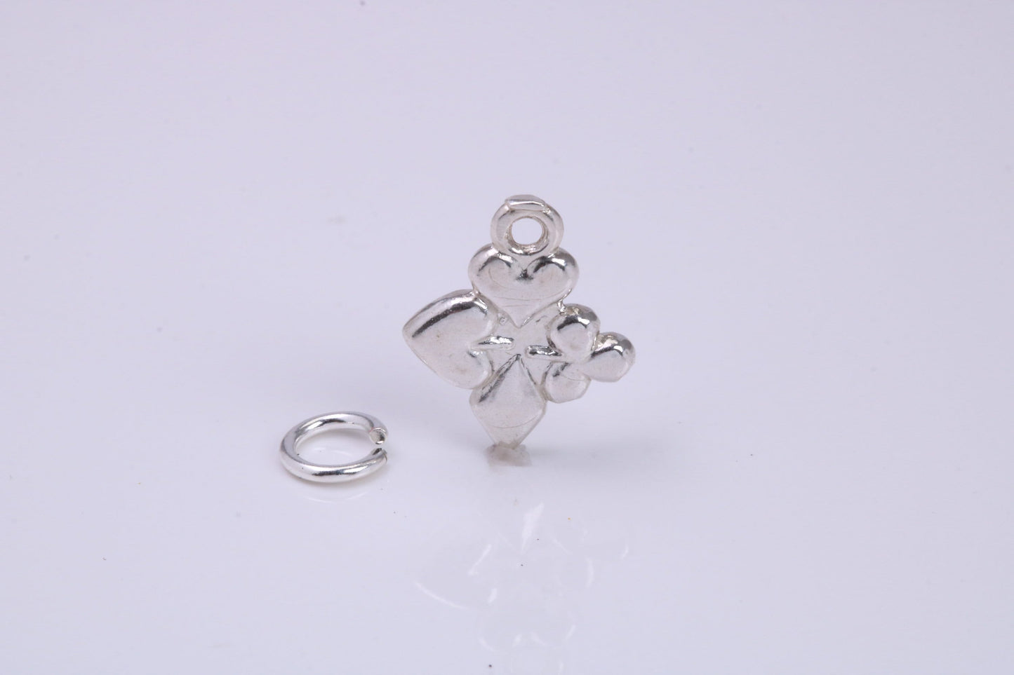 Playing Cards Symbols Charm, Traditional Charm, Made from Solid 925 Grade Sterling Silver, Complete with Attachment Link