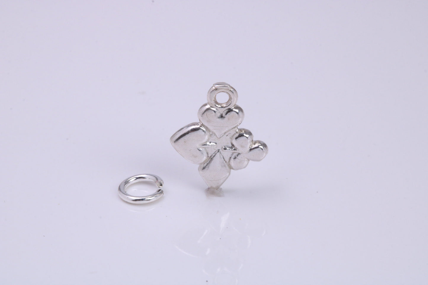 Playing Cards Symbols Charm, Traditional Charm, Made from Solid 925 Grade Sterling Silver, Complete with Attachment Link