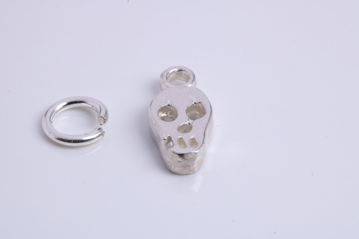 Skull Charm, Traditional Charm, Made from Solid 925 Grade Sterling Silver, Complete with Attachment Link