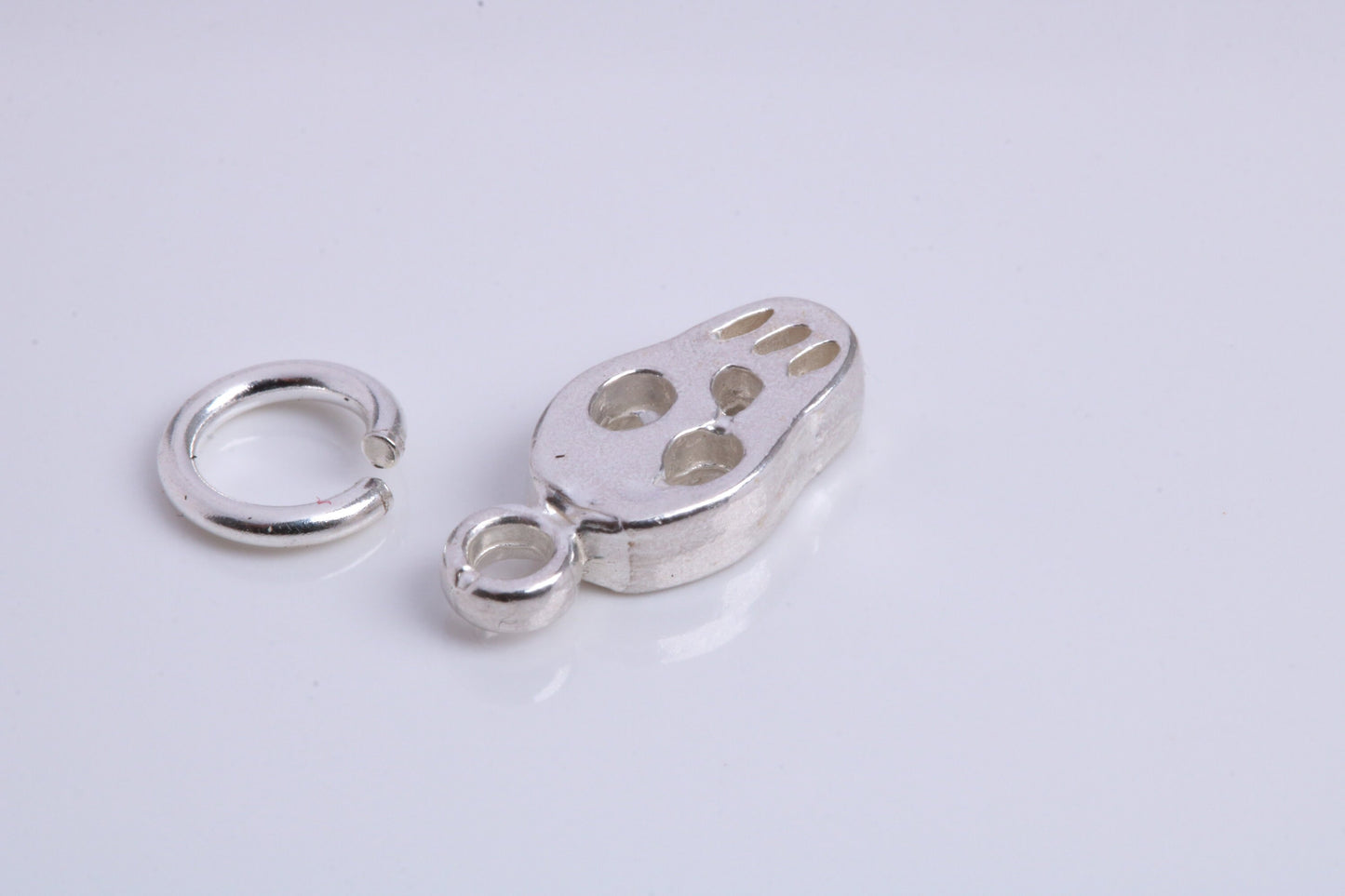 Skull Charm, Traditional Charm, Made from Solid 925 Grade Sterling Silver, Complete with Attachment Link