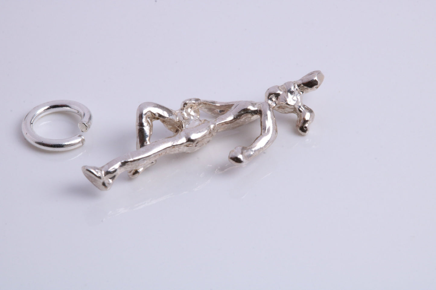 Girl Jogging Charm, Traditional Charm, Made from Solid 925 Grade Sterling Silver, Complete with Attachment Link