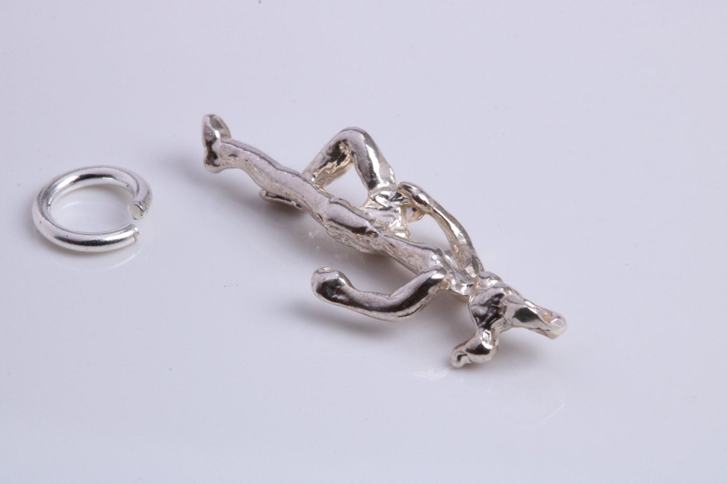 Girl Jogging Charm, Traditional Charm, Made from Solid 925 Grade Sterling Silver, Complete with Attachment Link