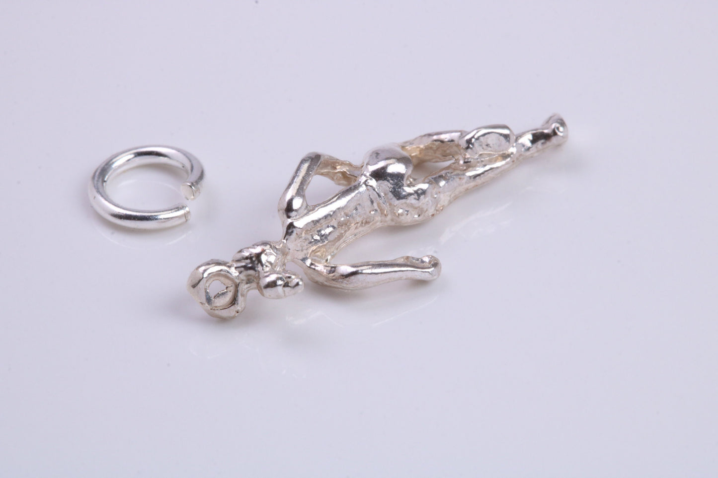 Girl Jogging Charm, Traditional Charm, Made from Solid 925 Grade Sterling Silver, Complete with Attachment Link