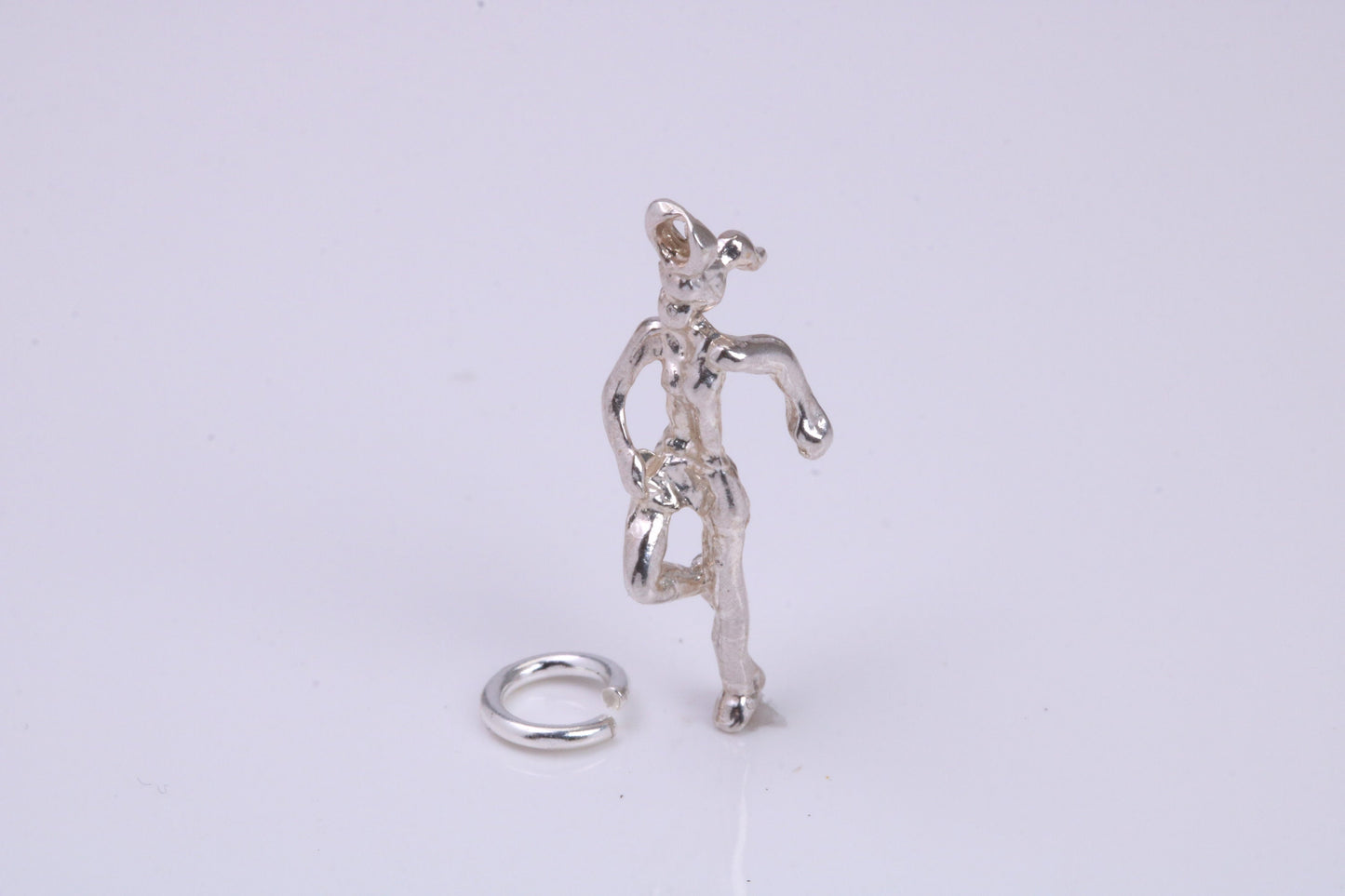 Girl Jogging Charm, Traditional Charm, Made from Solid 925 Grade Sterling Silver, Complete with Attachment Link