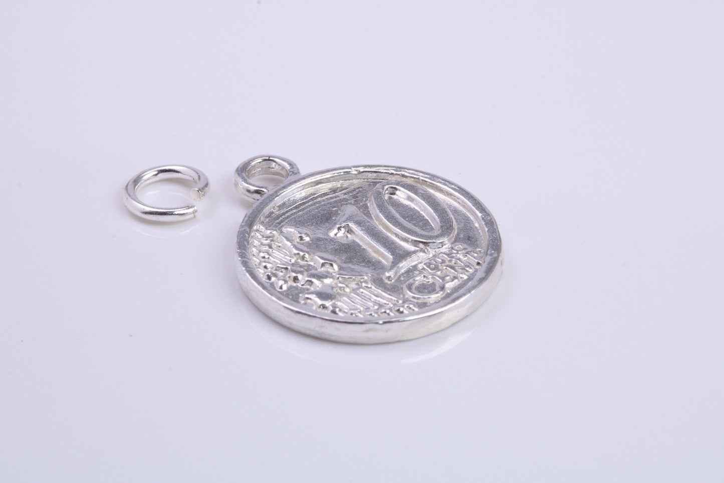 10 Cents Charm, Traditional Charm, Made from Solid 925 Grade Sterling Silver, Complete with Attachment Link