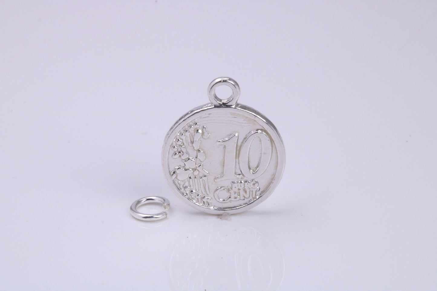 10 Cents Charm, Traditional Charm, Made from Solid 925 Grade Sterling Silver, Complete with Attachment Link