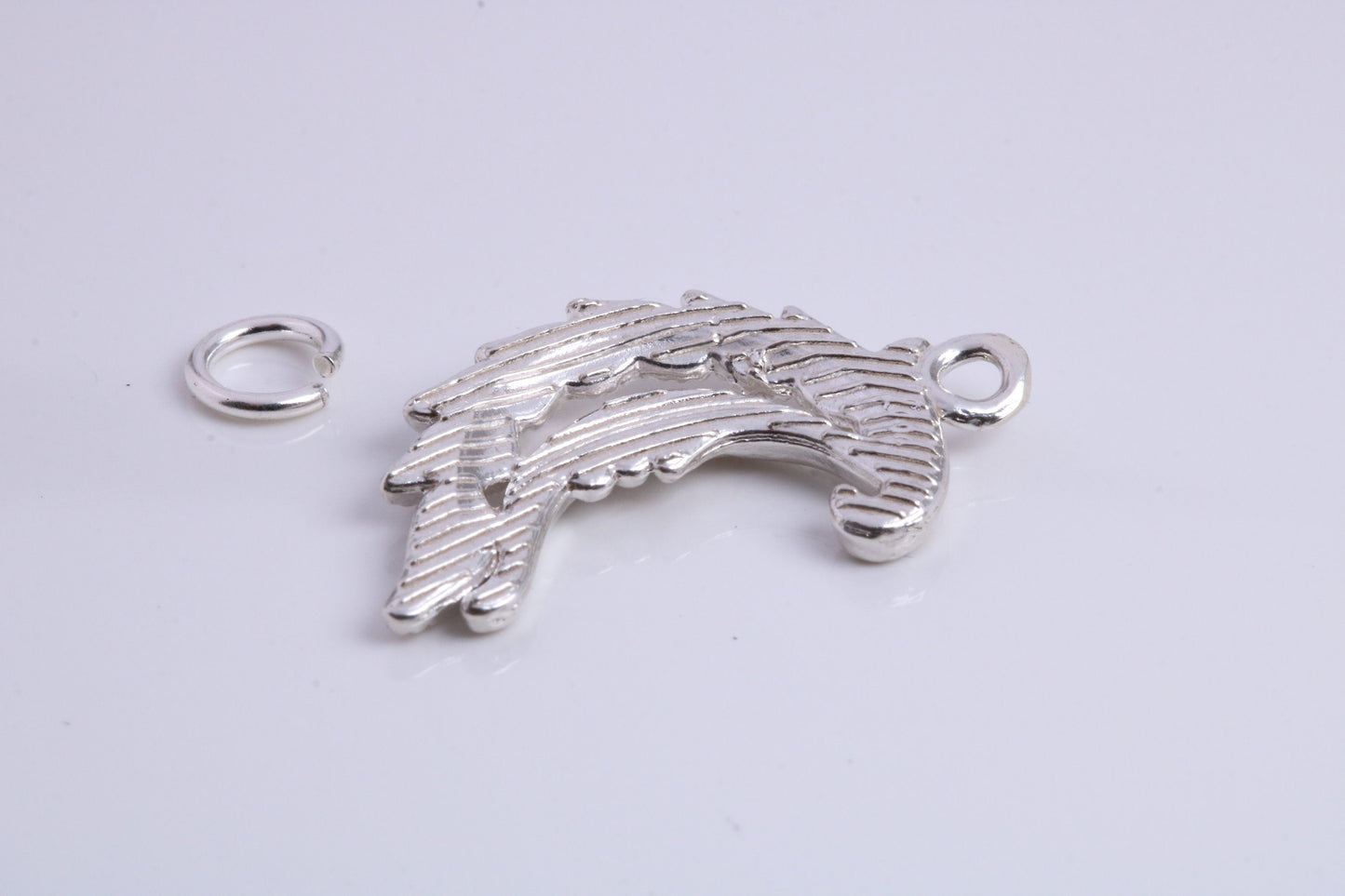 Floral Moon Charm, Traditional Charm, Made from Solid 925 Grade Sterling Silver, Complete with Attachment Link