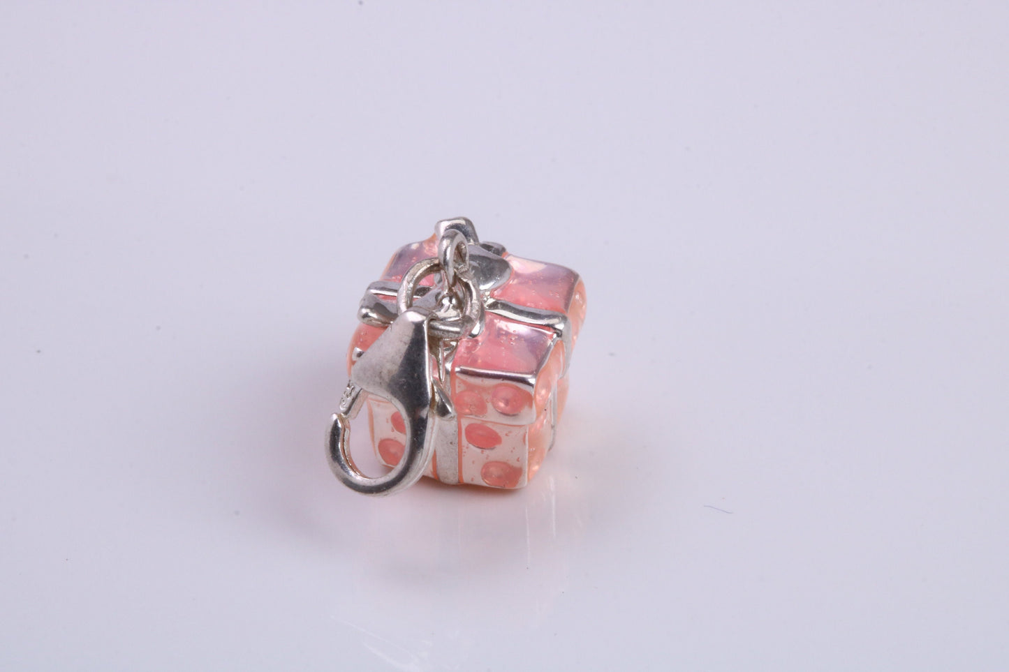 Gift Box Charm, Traditional Charm, Made from Solid 925 Grade Sterling Silver, Complete with Attachment Link