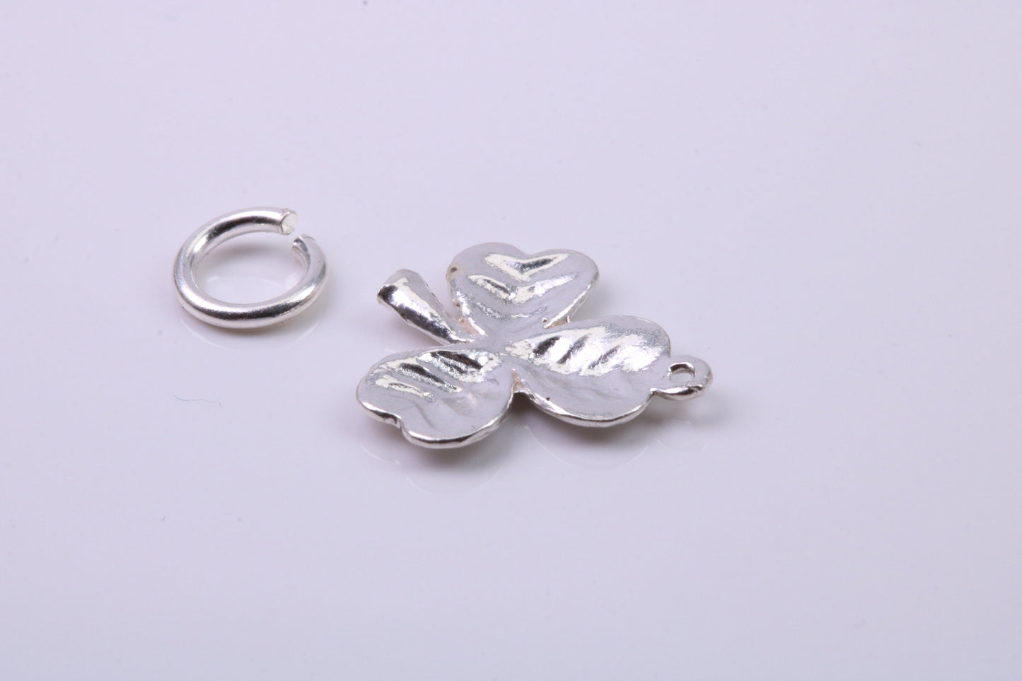 Clover Leaf Charm, Traditional Charm, Made from Solid 925 Grade Sterling Silver, Complete with Attachment Link