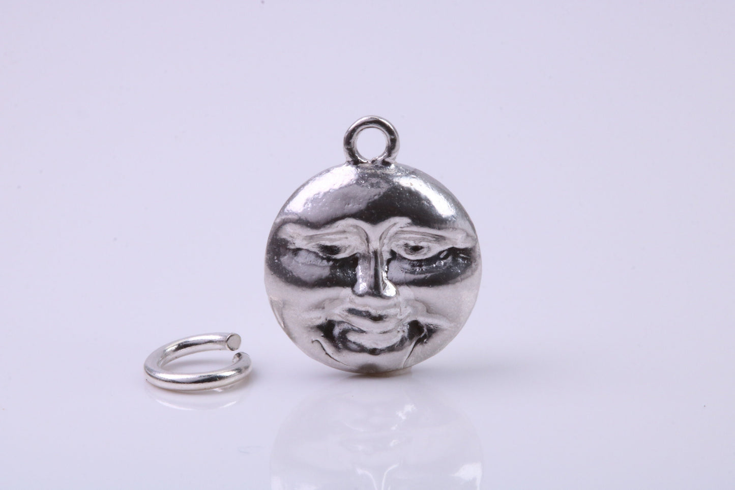 Moon Charm, Traditional Charm, Made from Solid 925 Grade Sterling Silver, Complete with Attachment Link