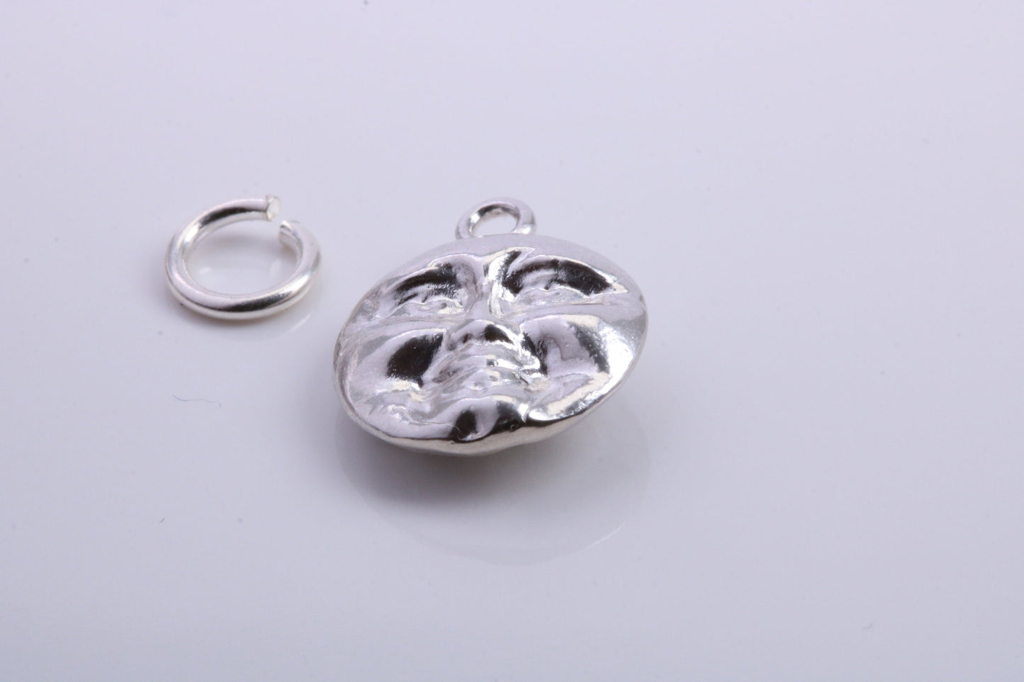 Moon Charm, Traditional Charm, Made from Solid 925 Grade Sterling Silver, Complete with Attachment Link