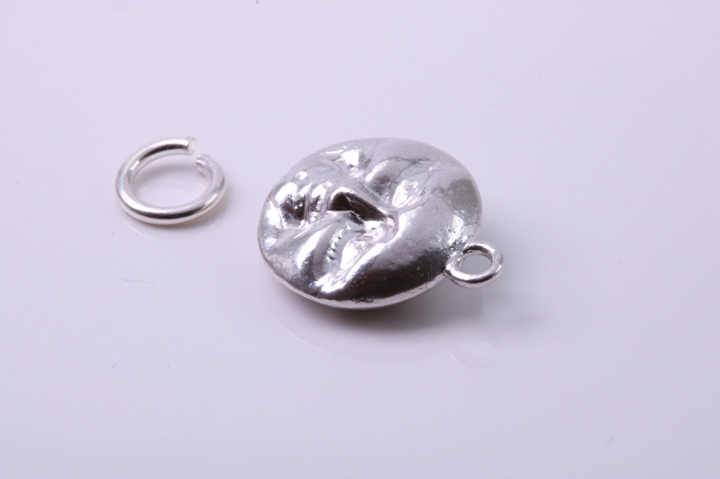 Moon Charm, Traditional Charm, Made from Solid 925 Grade Sterling Silver, Complete with Attachment Link