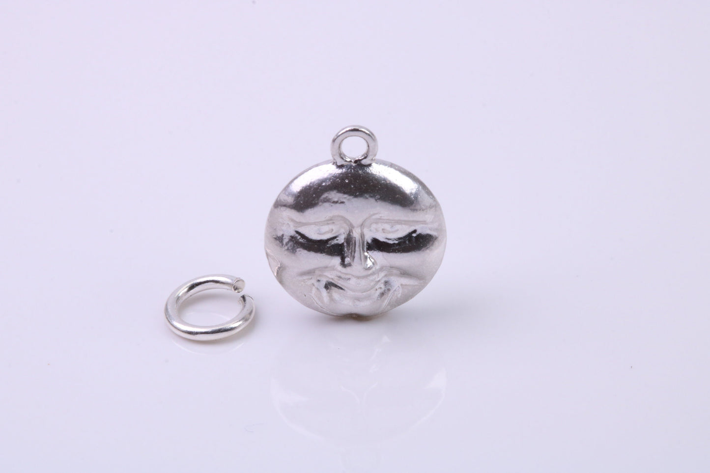 Moon Charm, Traditional Charm, Made from Solid 925 Grade Sterling Silver, Complete with Attachment Link
