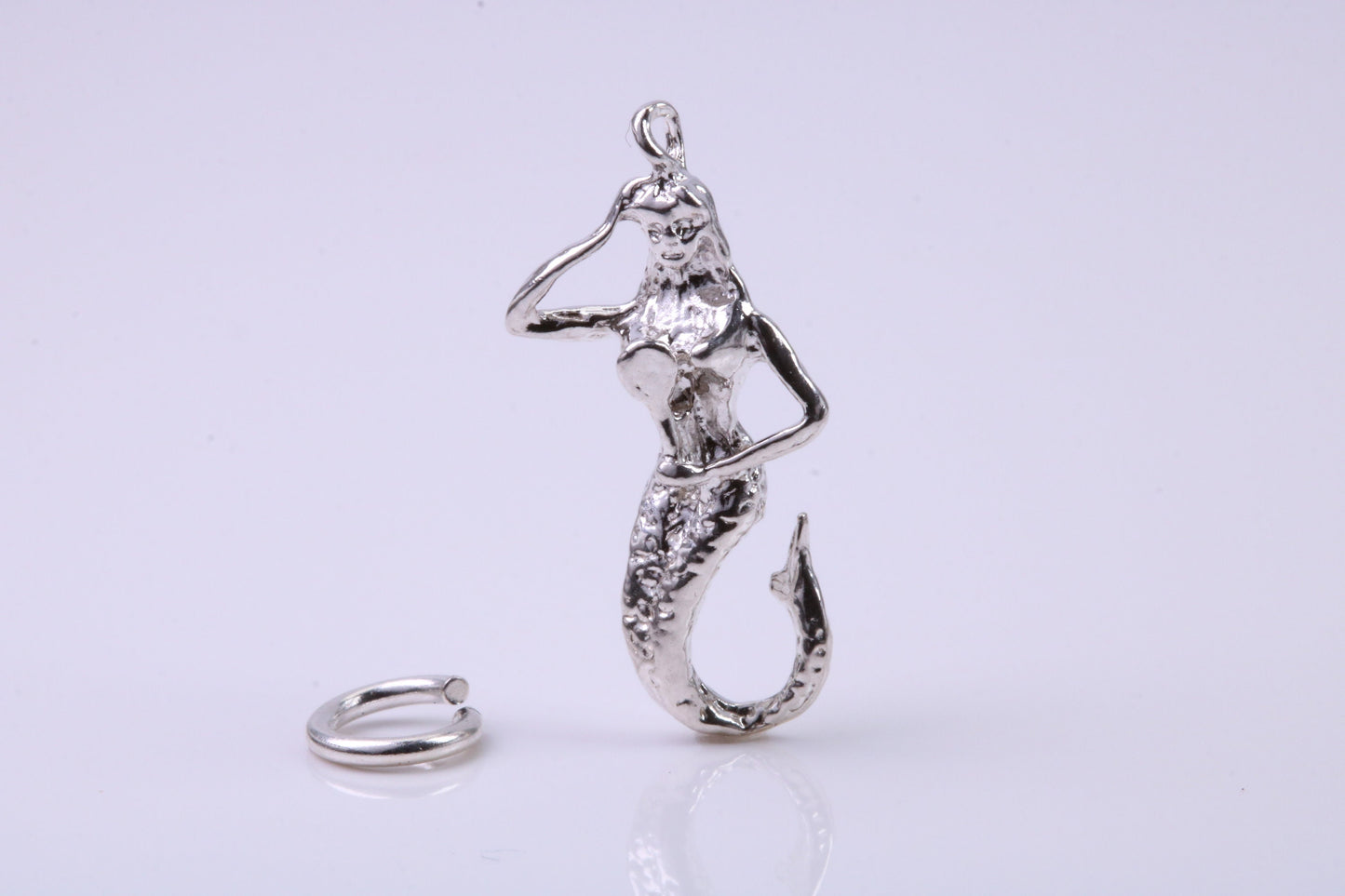 Mermaid Charm, Traditional Charm, Made from Solid 925 Grade Sterling Silver, Complete with Attachment Link