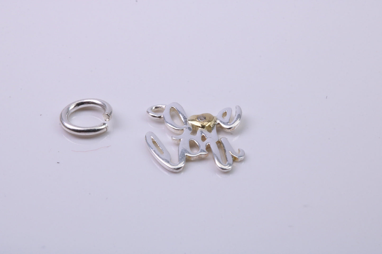 I Love You Charm, Traditional Charm, Made from Solid 925 Grade Sterling Silver, Complete with Attachment Link