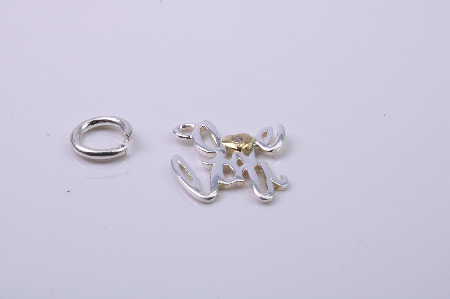 I Love You Charm, Traditional Charm, Made from Solid 925 Grade Sterling Silver, Complete with Attachment Link