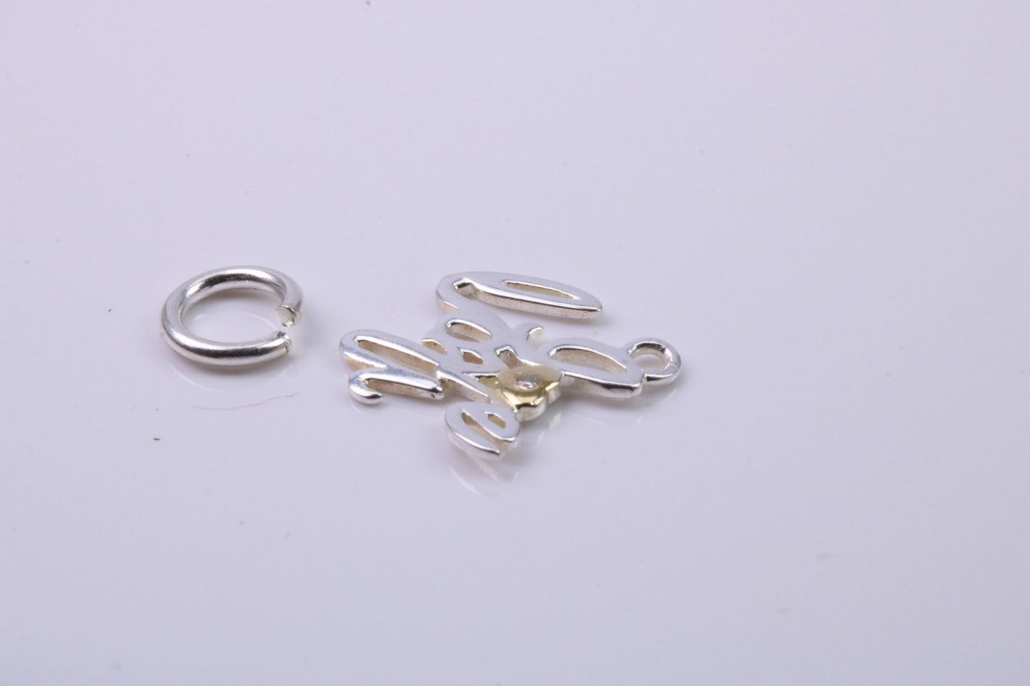 I Love You Charm, Traditional Charm, Made from Solid 925 Grade Sterling Silver, Complete with Attachment Link