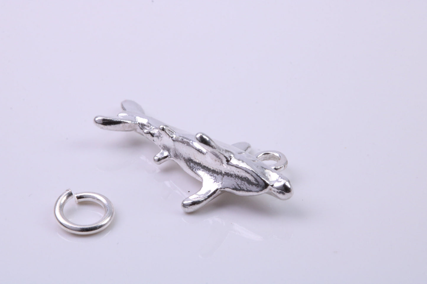 Shark Charm, Traditional Charm, Made from Solid 925 Grade Sterling Silver, Complete with Attachment Link