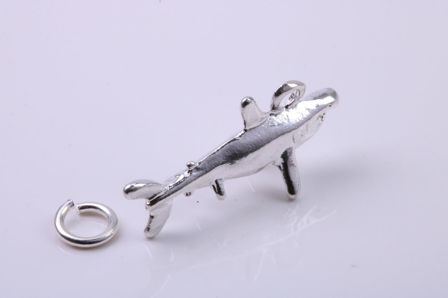 Shark Charm, Traditional Charm, Made from Solid 925 Grade Sterling Silver, Complete with Attachment Link