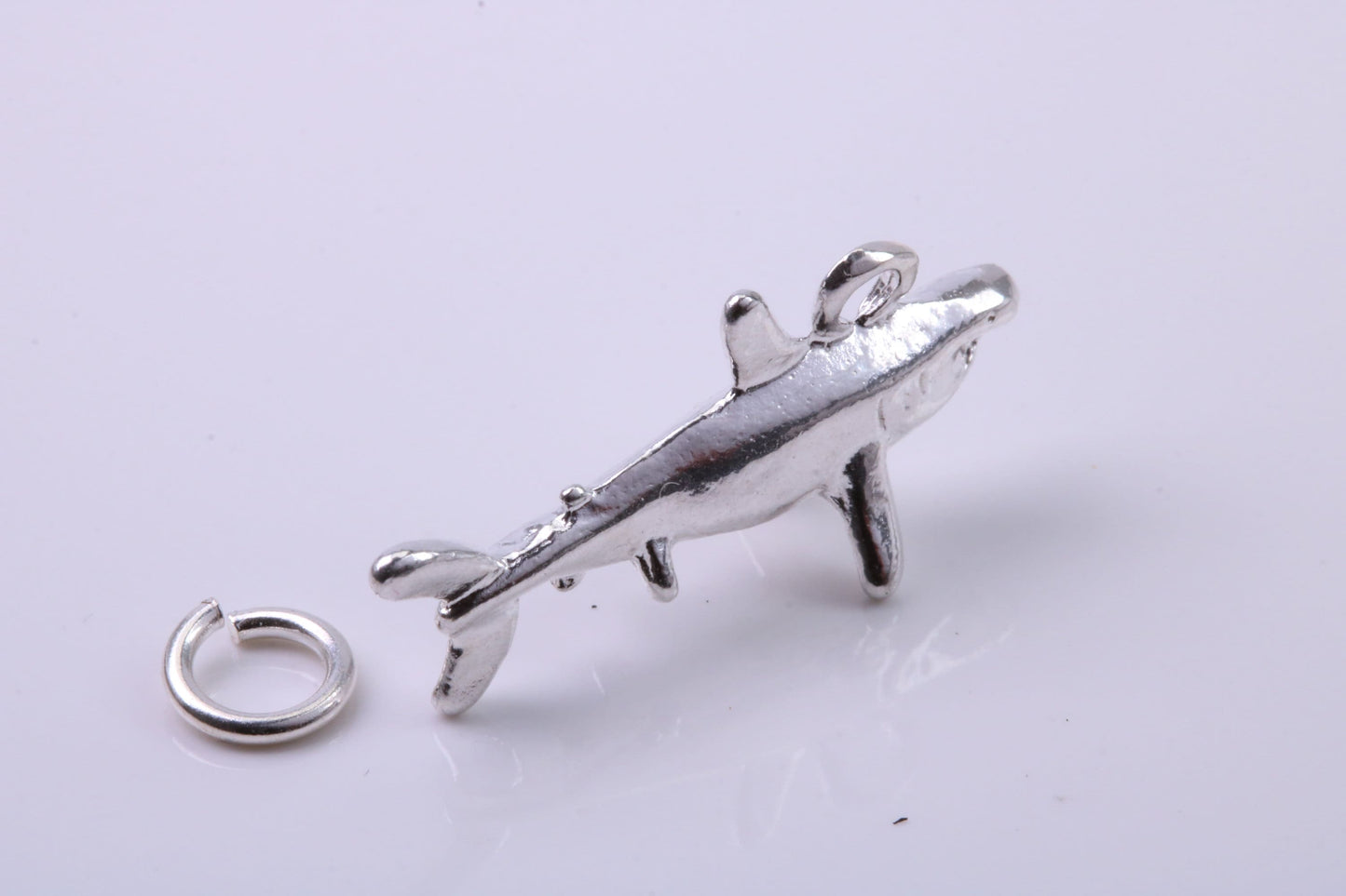 Shark Charm, Traditional Charm, Made from Solid 925 Grade Sterling Silver, Complete with Attachment Link