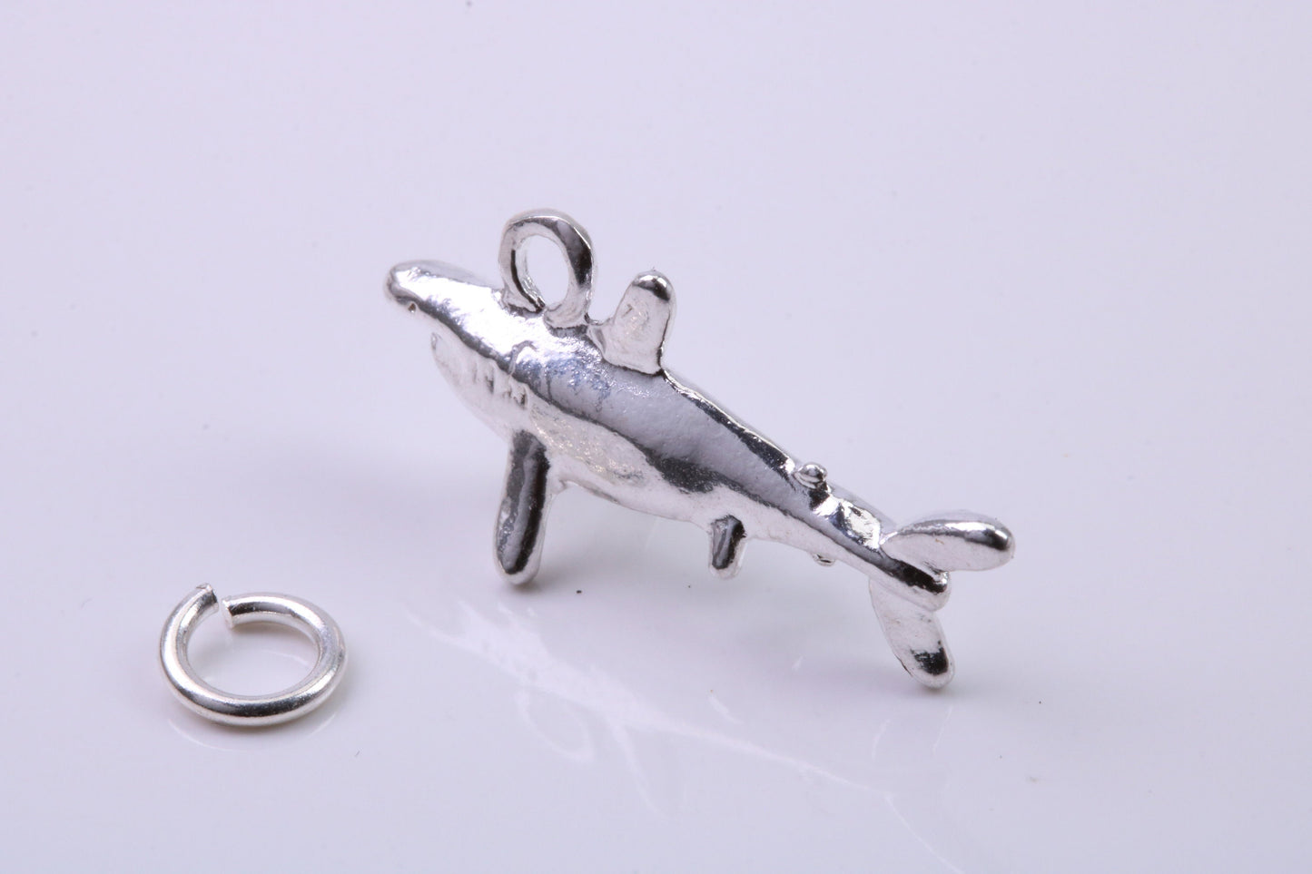 Shark Charm, Traditional Charm, Made from Solid 925 Grade Sterling Silver, Complete with Attachment Link