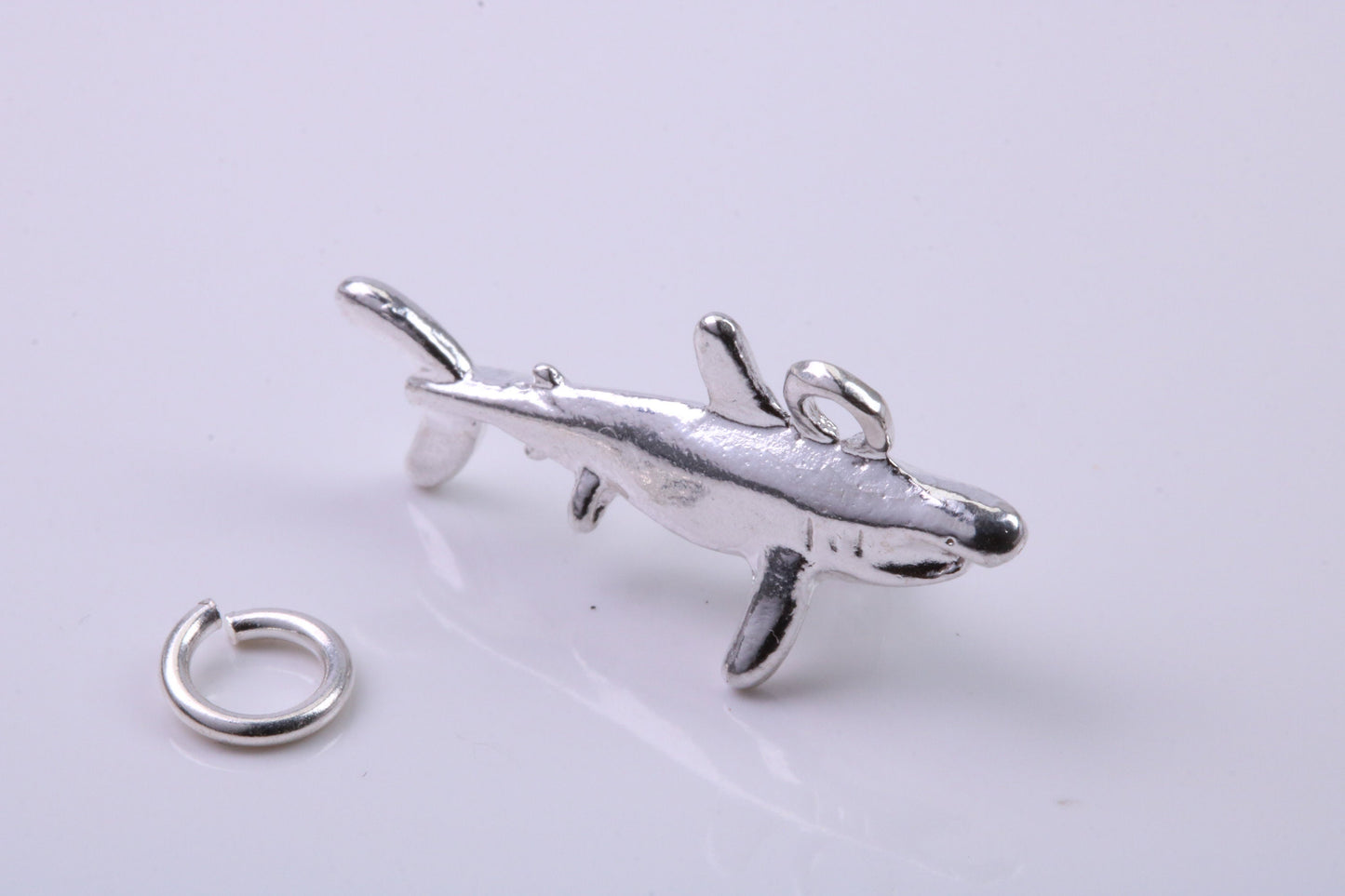 Shark Charm, Traditional Charm, Made from Solid 925 Grade Sterling Silver, Complete with Attachment Link