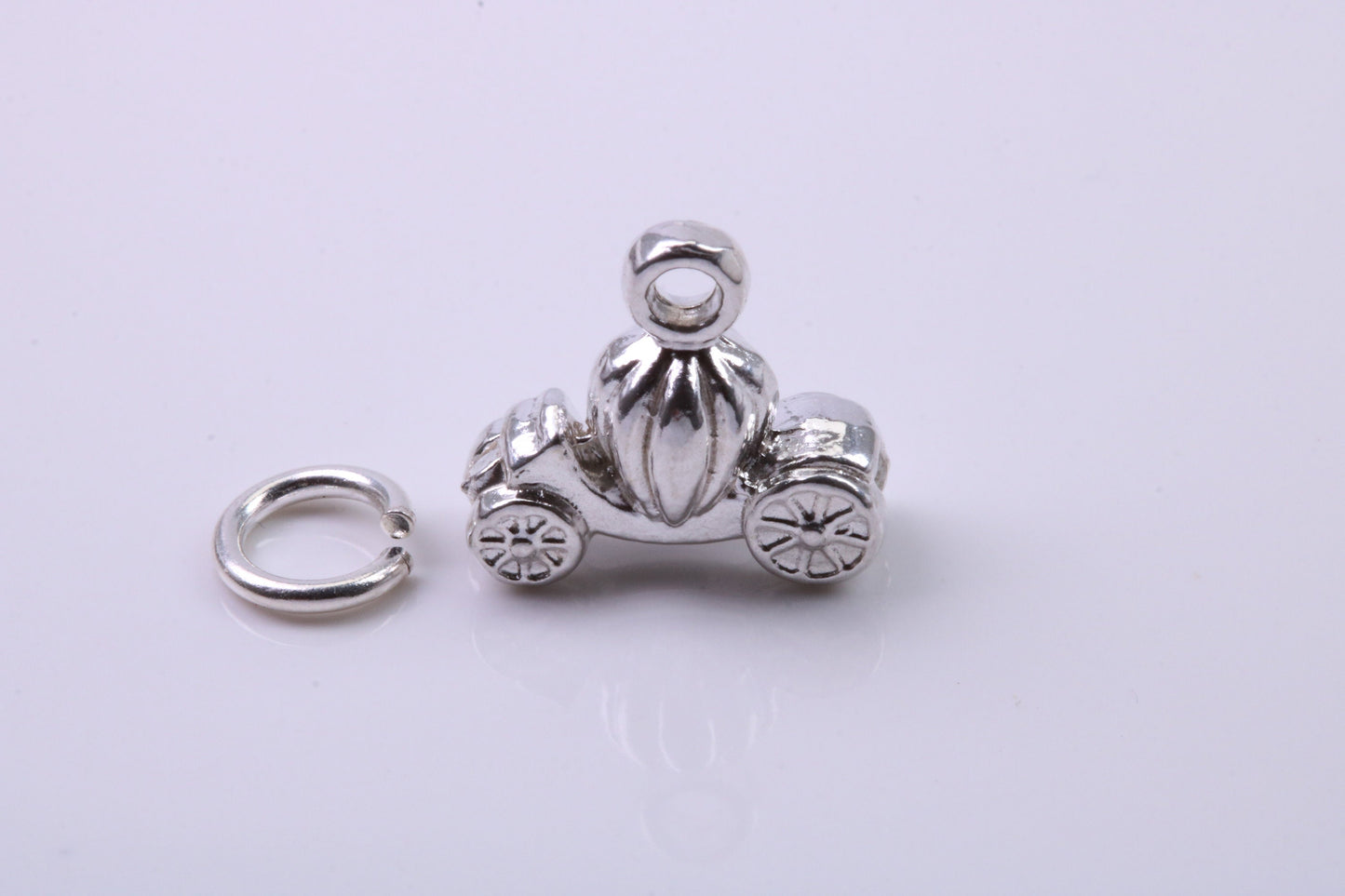 Princess Carriage Charm, Traditional Charm, Made from Solid 925 Grade Sterling Silver, Complete with Attachment Link