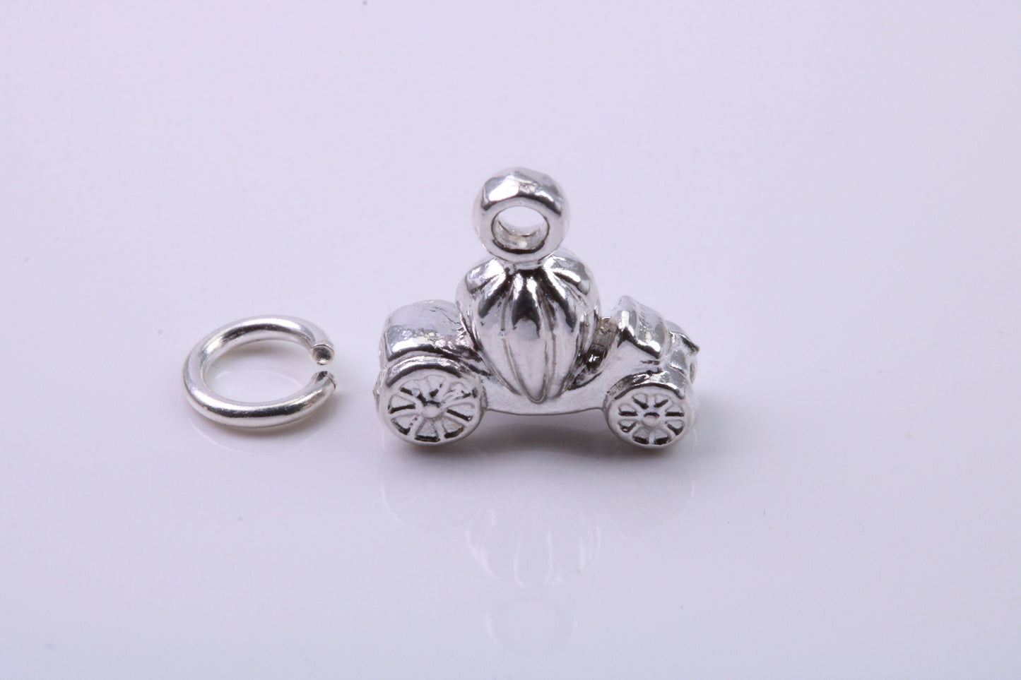 Princess Carriage Charm, Traditional Charm, Made from Solid 925 Grade Sterling Silver, Complete with Attachment Link