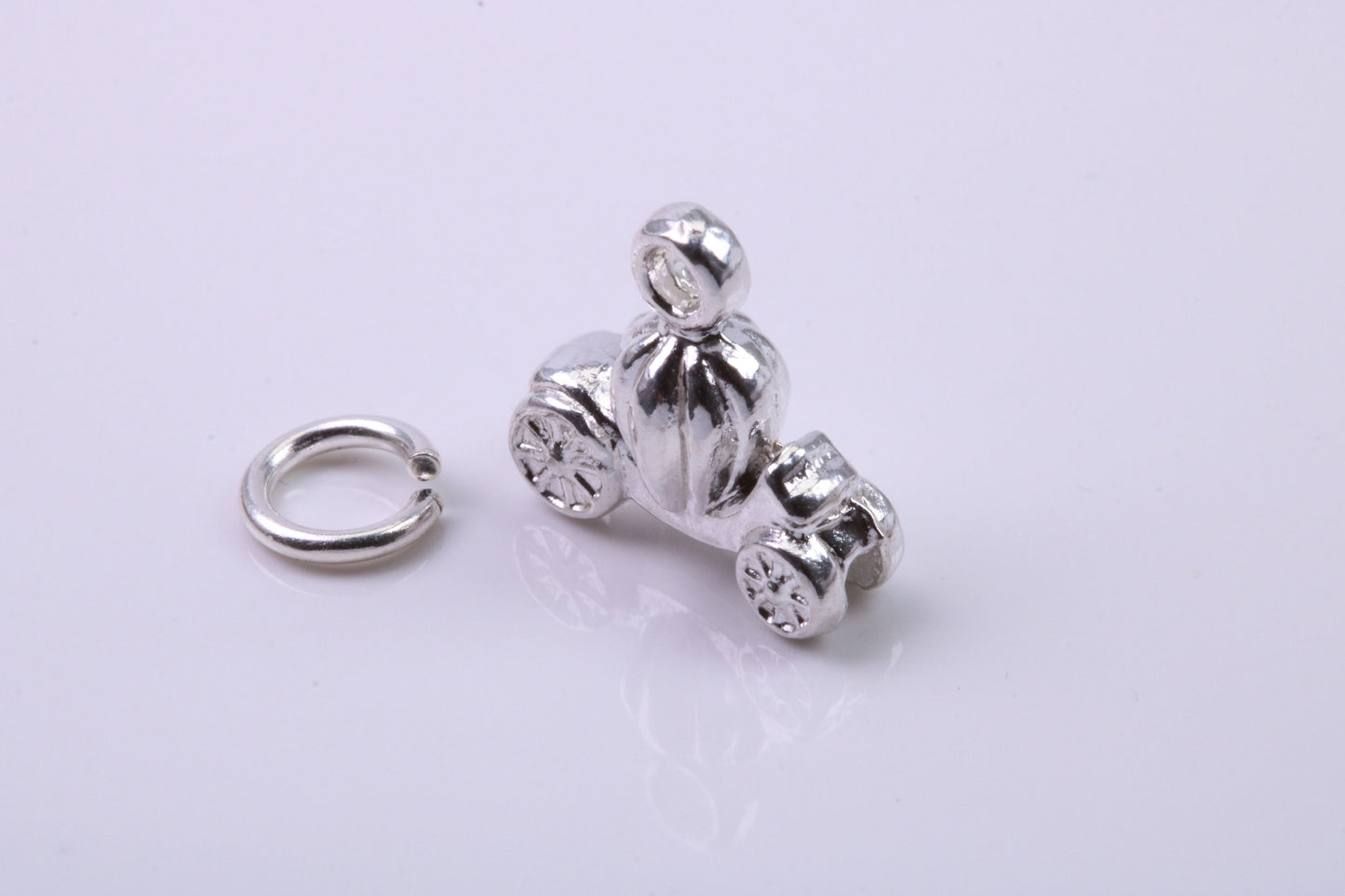 Princess Carriage Charm, Traditional Charm, Made from Solid 925 Grade Sterling Silver, Complete with Attachment Link