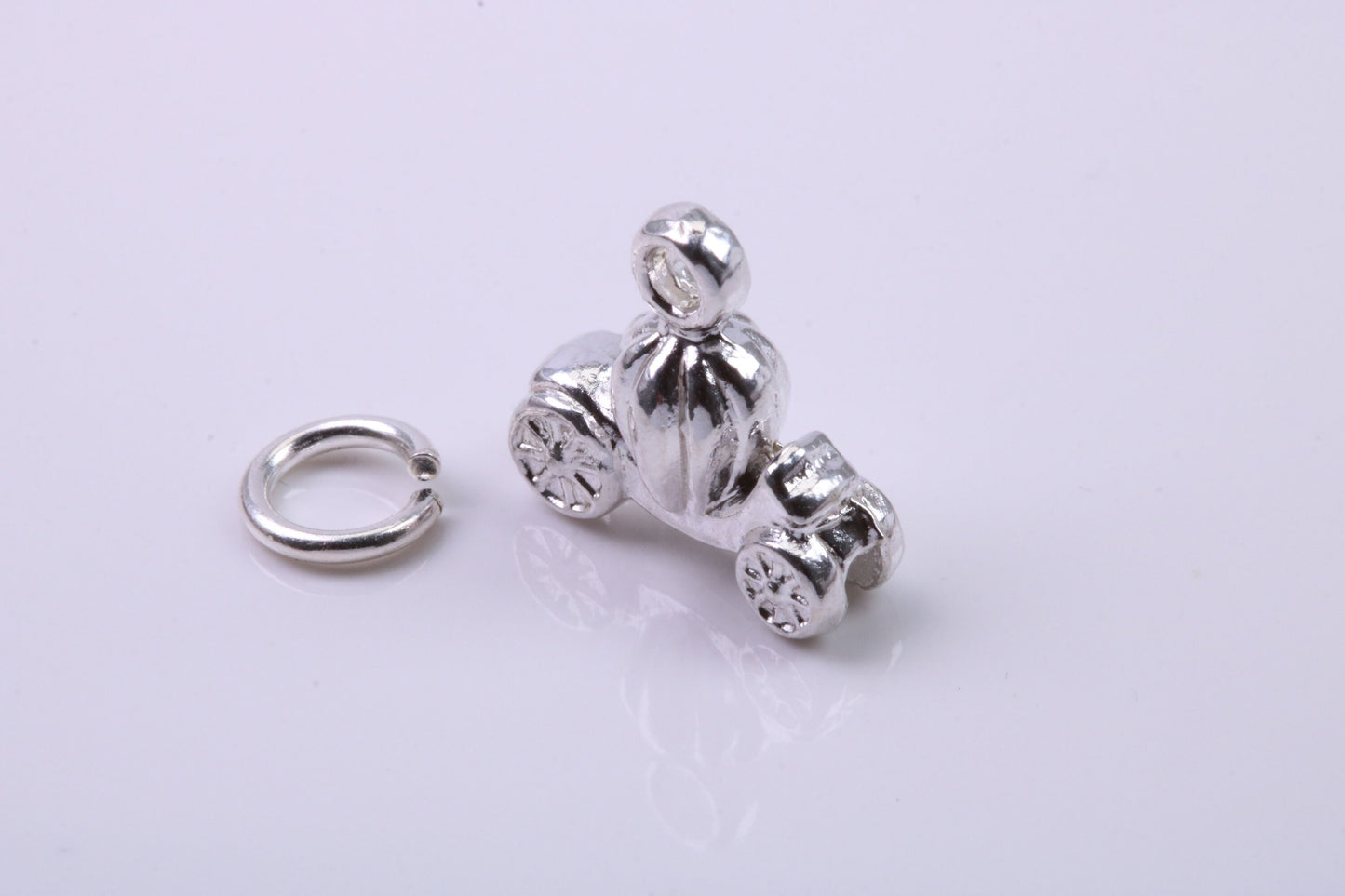 Princess Carriage Charm, Traditional Charm, Made from Solid 925 Grade Sterling Silver, Complete with Attachment Link