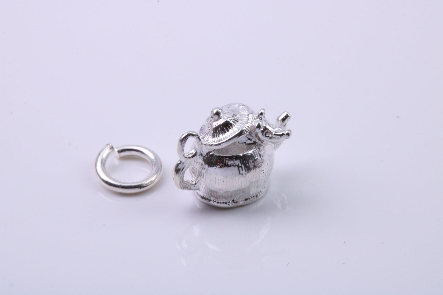 Mouse in Teapot Charm, Traditional Charm, Made from Solid 925 Grade Sterling Silver, Complete with Attachment Link