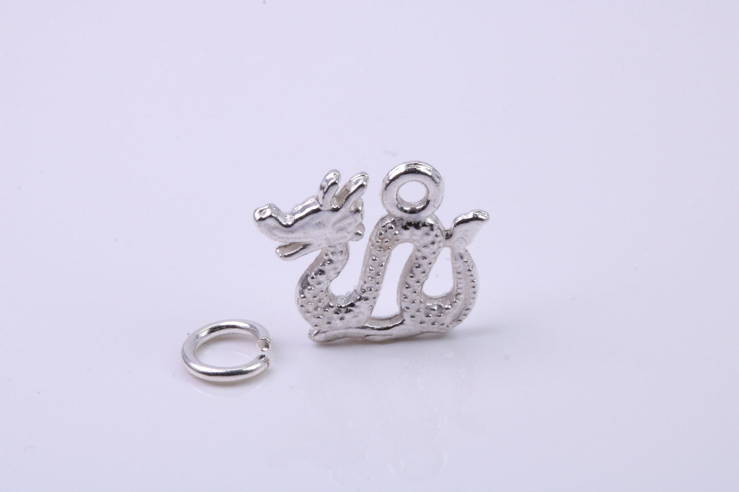 Chinese Dragon Charm, Traditional Charm, Made from Solid 925 Grade Sterling Silver, Complete with Attachment Link