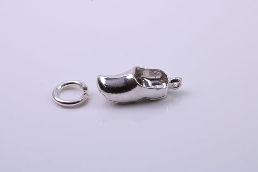 Clog Charm, Traditional Charm, Made from Solid 925 Grade Sterling Silver, Complete with Attachment Link