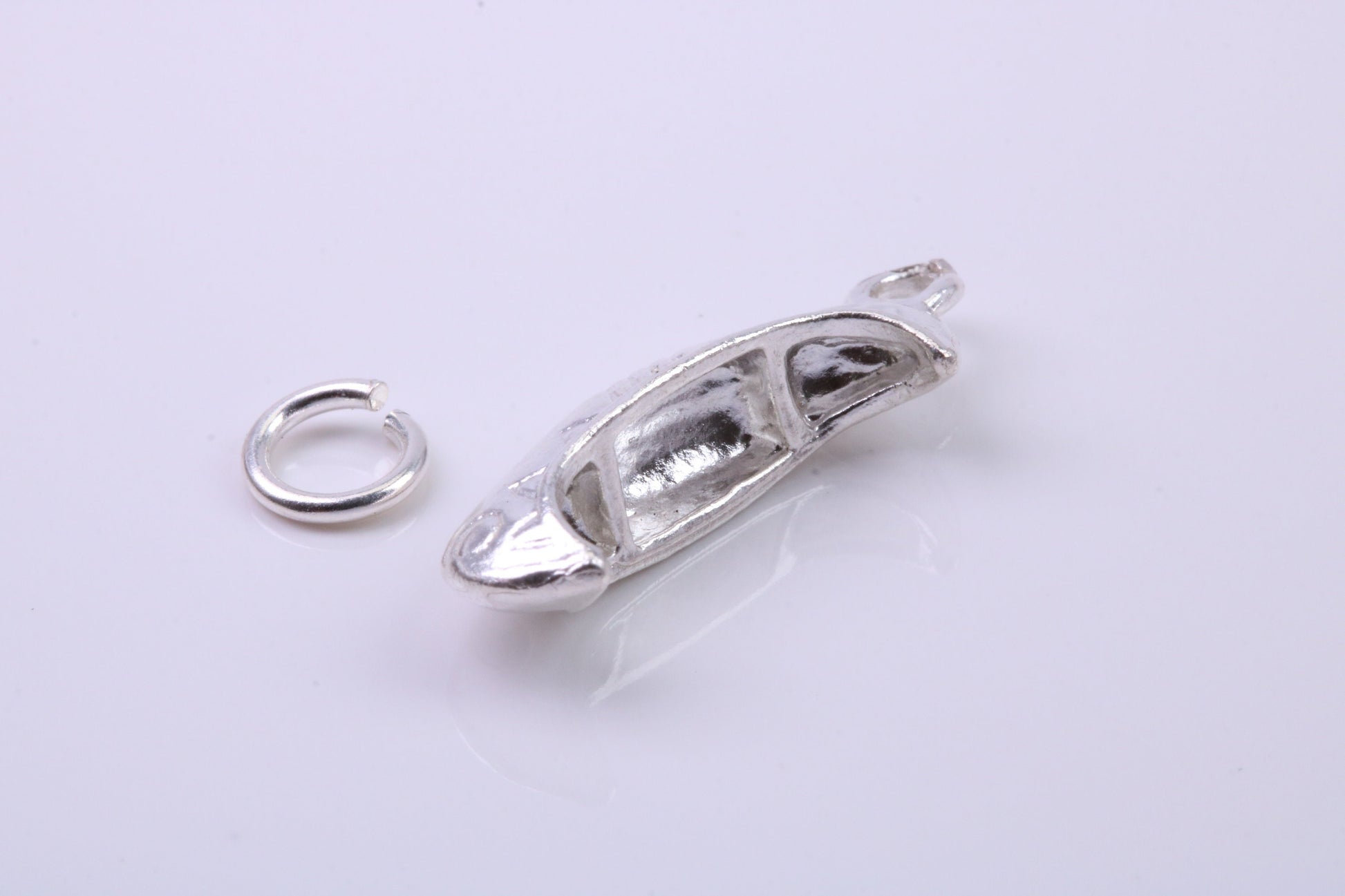 Canoe Charm, Traditional Charm, Made from Solid 925 Grade Sterling Silver, Complete with Attachment Link