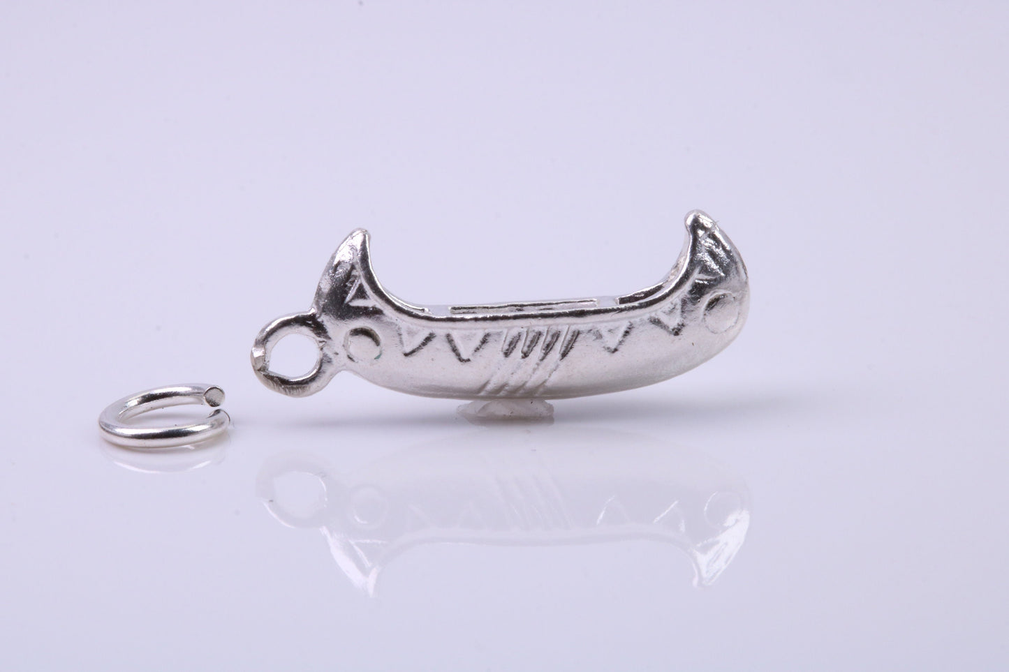 Canoe Charm, Traditional Charm, Made from Solid 925 Grade Sterling Silver, Complete with Attachment Link