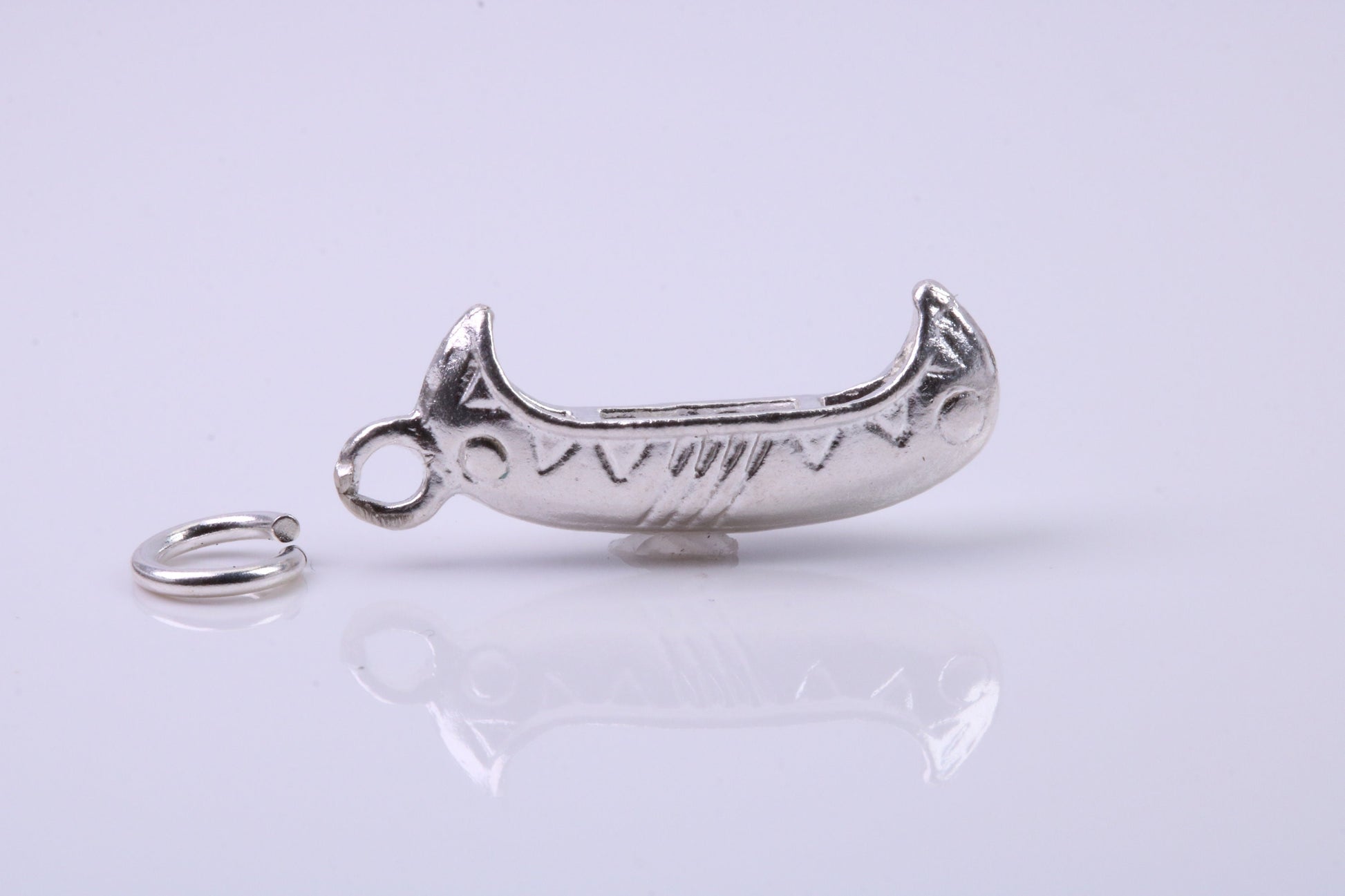 Canoe Charm, Traditional Charm, Made from Solid 925 Grade Sterling Silver, Complete with Attachment Link
