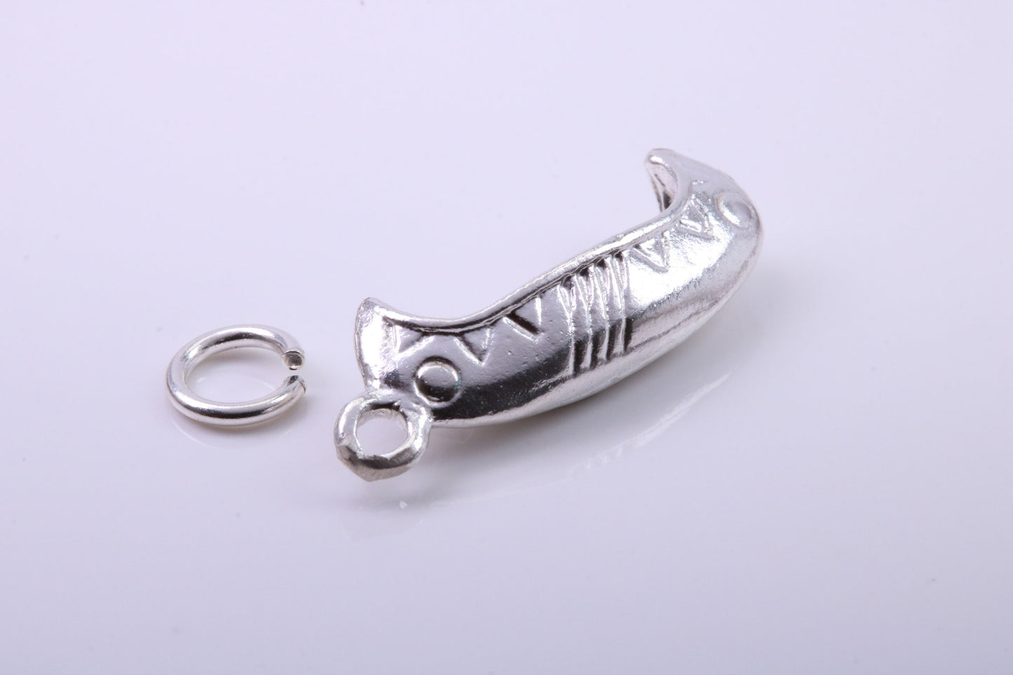 Canoe Charm, Traditional Charm, Made from Solid 925 Grade Sterling Silver, Complete with Attachment Link