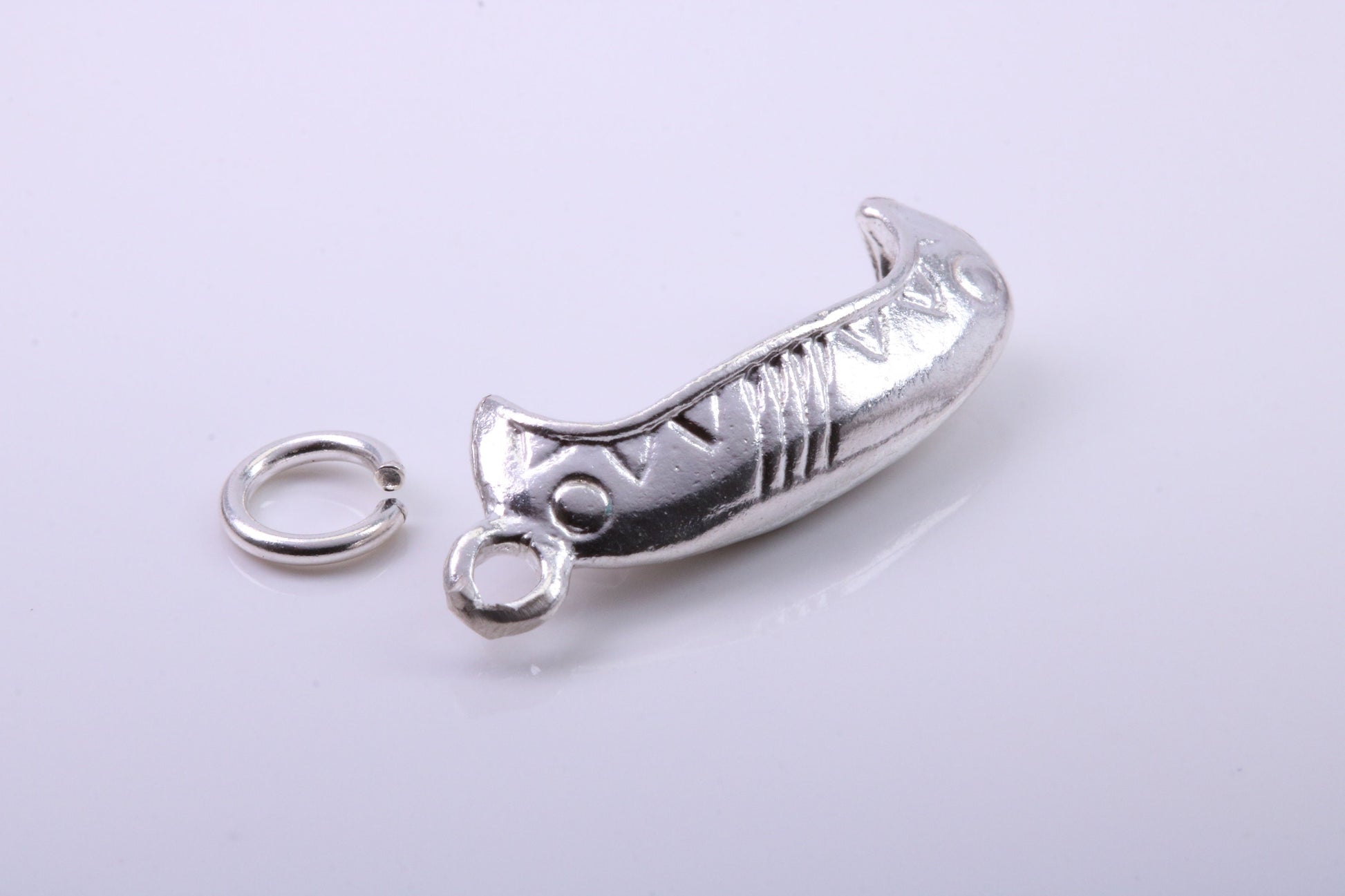 Canoe Charm, Traditional Charm, Made from Solid 925 Grade Sterling Silver, Complete with Attachment Link