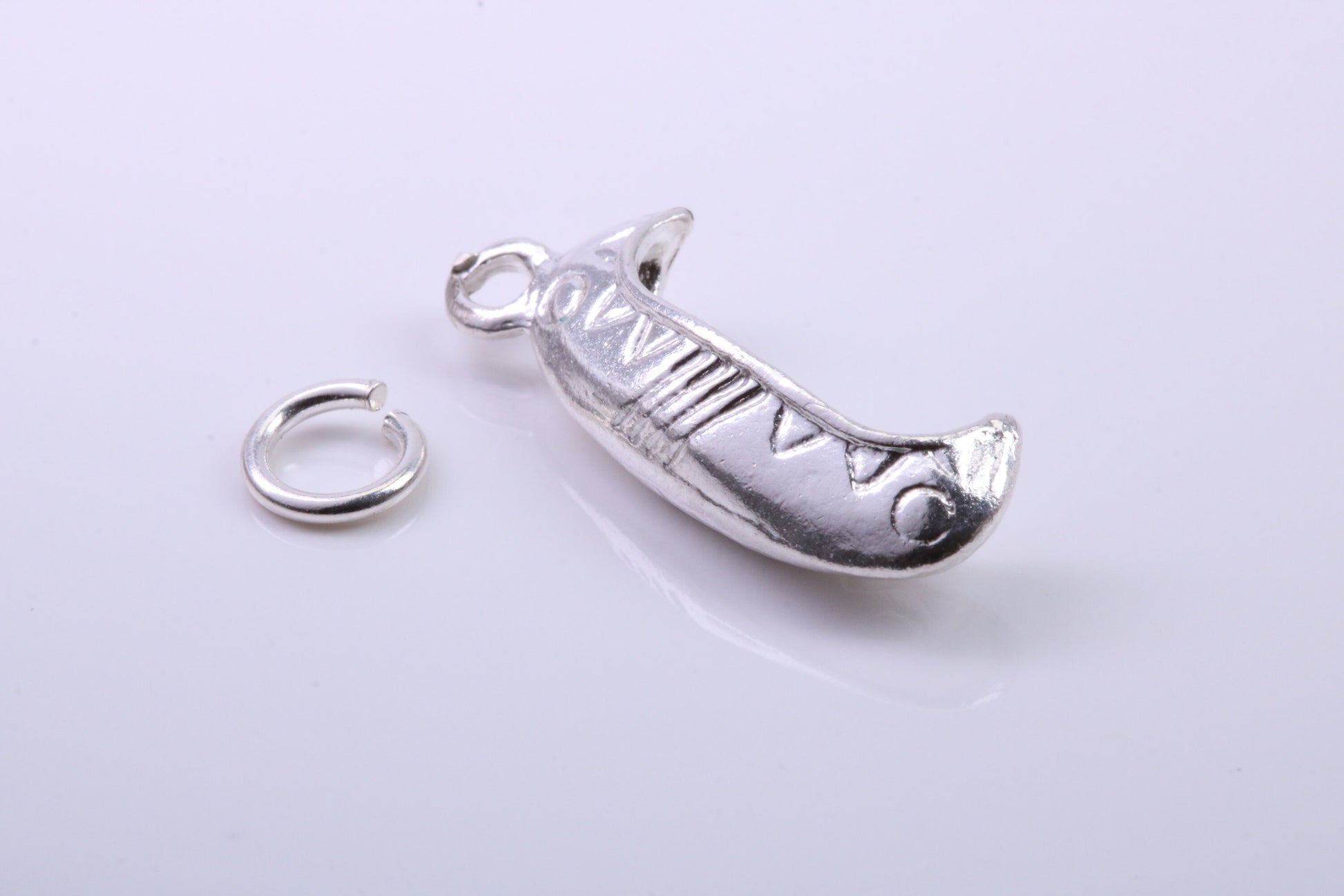 Canoe Charm, Traditional Charm, Made from Solid 925 Grade Sterling Silver, Complete with Attachment Link