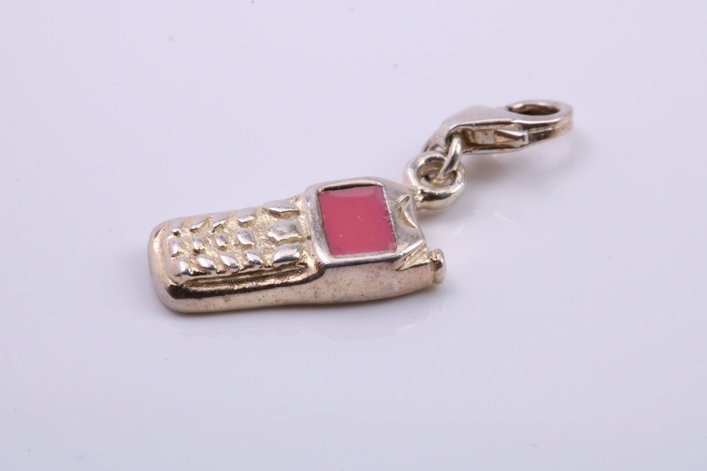 Cell Phone Charm, Traditional Charm, Made from Solid 925 Grade Sterling Silver, Complete with Attachment Link