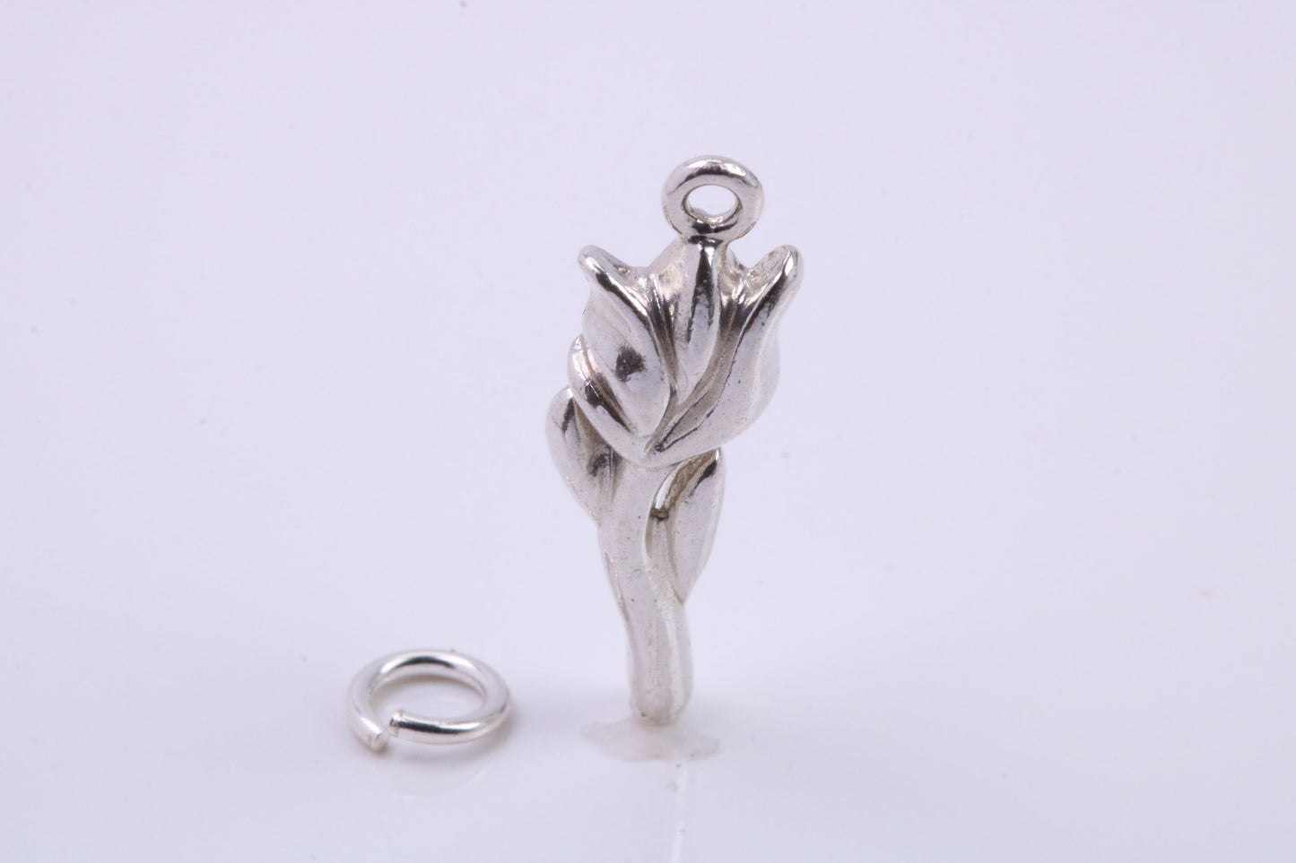 Rose Flower Charm, Traditional Charm, Made from Solid 925 Grade Sterling Silver, Complete with Attachment Link