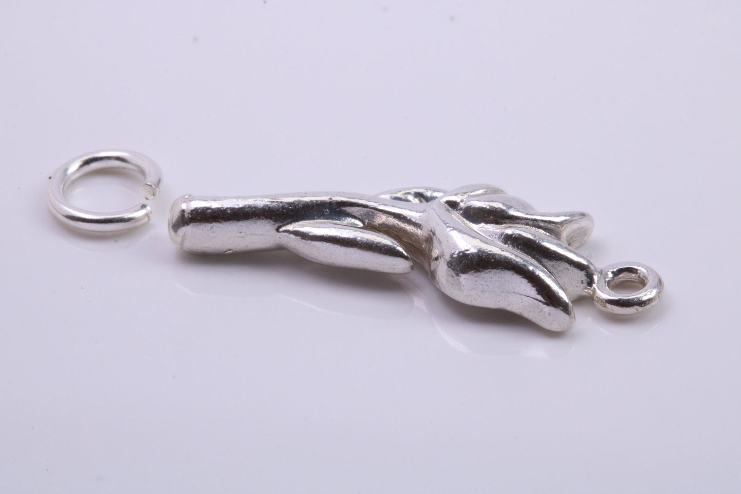 Rose Flower Charm, Traditional Charm, Made from Solid 925 Grade Sterling Silver, Complete with Attachment Link